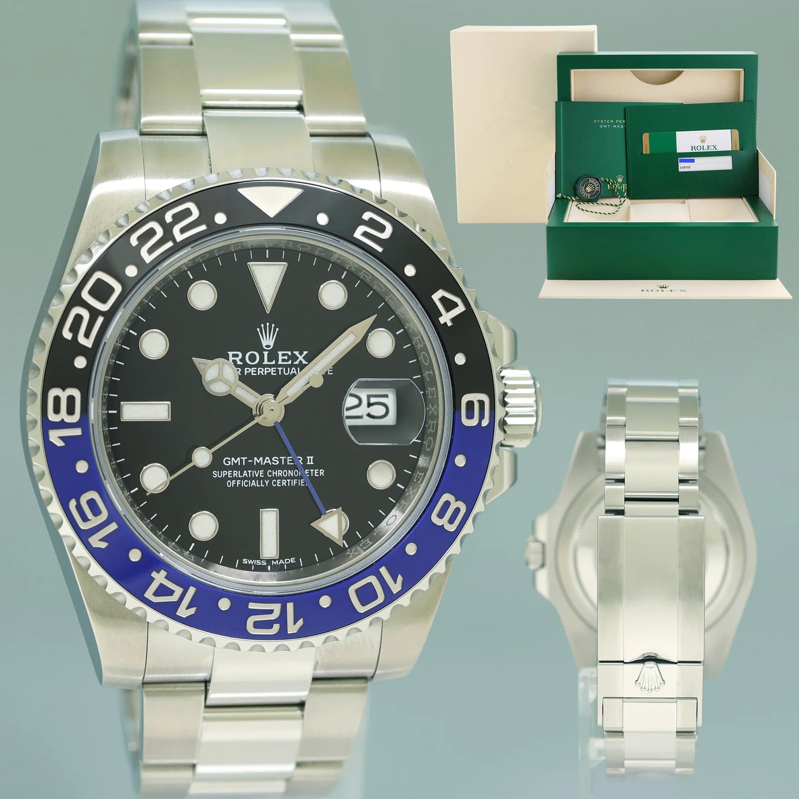 2014 MINT Papers Rolex 116710BLNR Batman GMT Master II Steel Ceramic Blue Watch