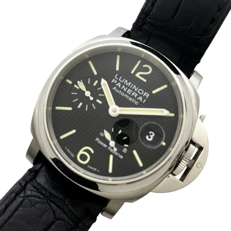 Panerai Luminor Power Reserve Pam00241 Black Stainless Steel Mens Watch Used