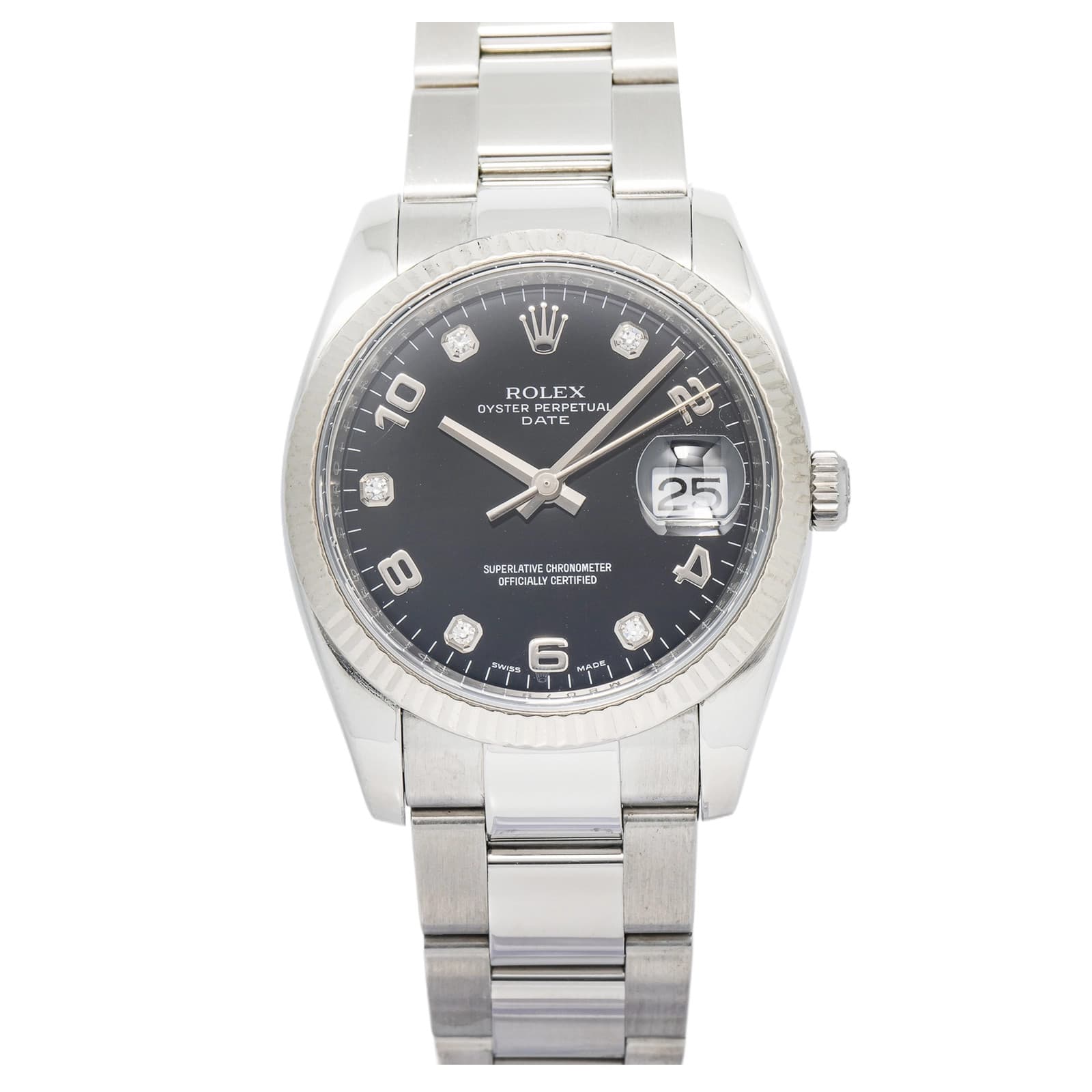 Rolex Date 115234 Oyster Stainless Steel Black Arabic Automatic 34mm