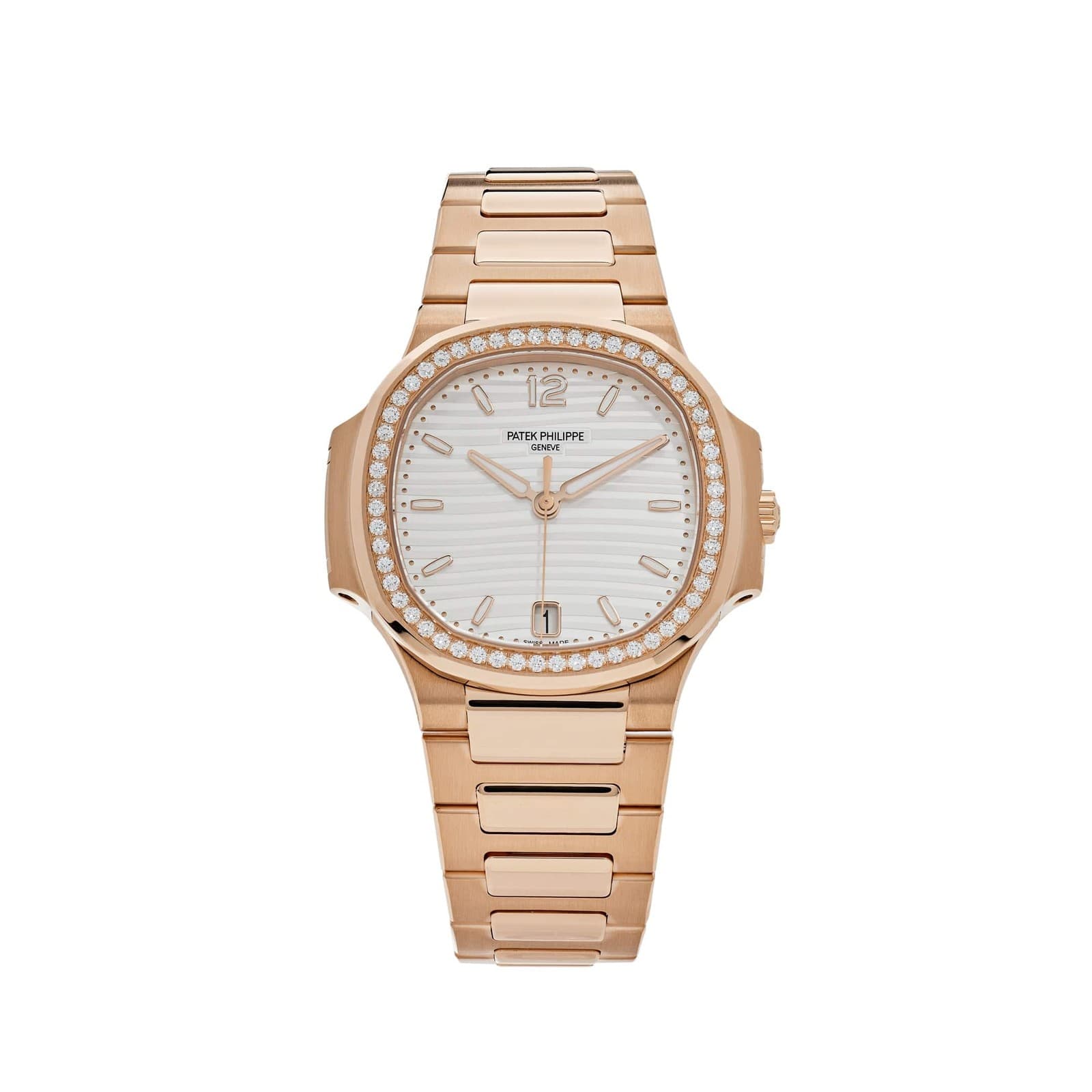 Patek Philippe Nautilus 7118/1200R-001 'Ladies' Rose Gold Silver Dial Diamond
