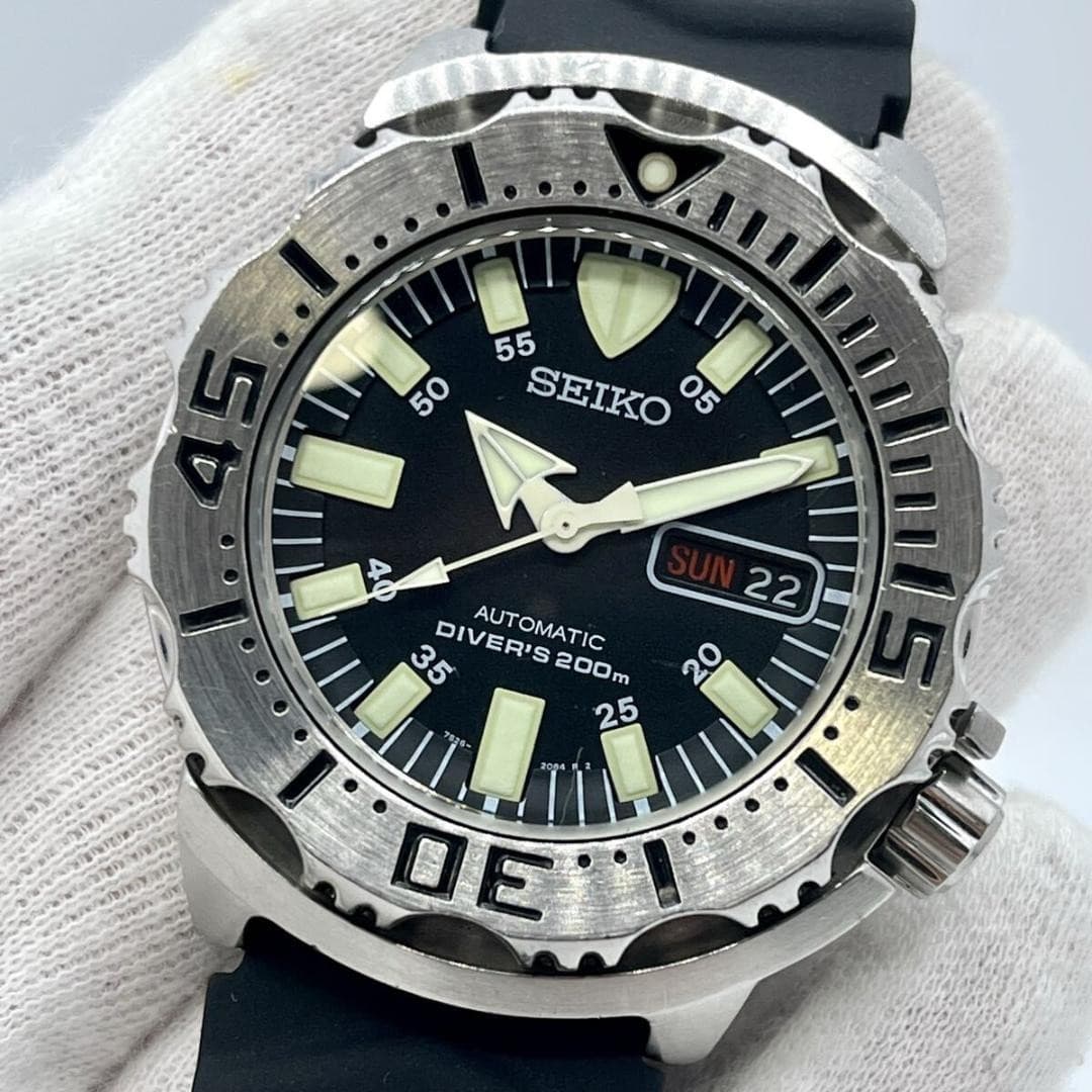SEIKO 7S26-0350 Black Monster Diver's Watch 200m From Japan