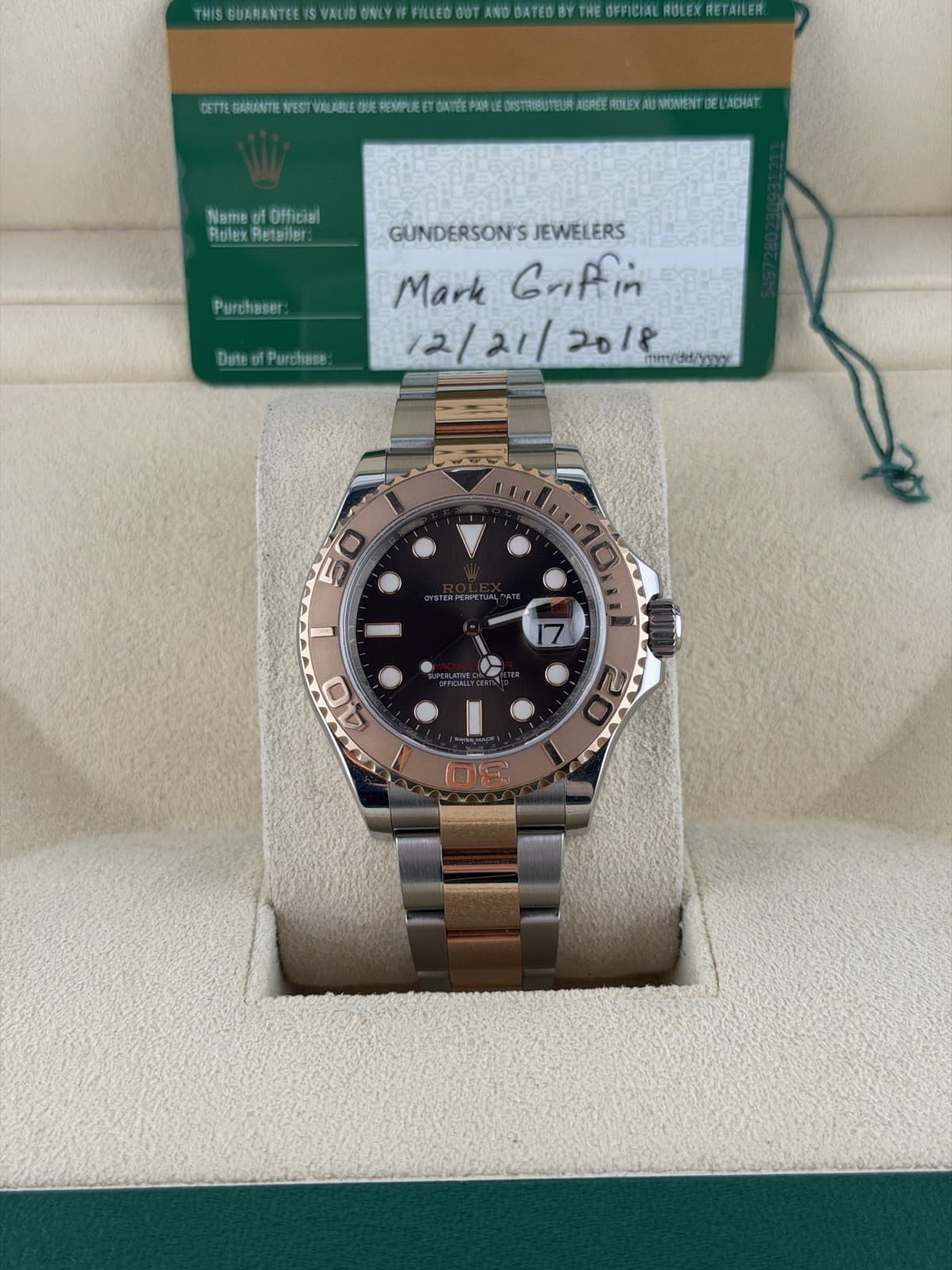 Rolex Yacht-Master 40mm Two-Tone Rose Gold Chocolate Dial BOX & PAPERS 116621 
