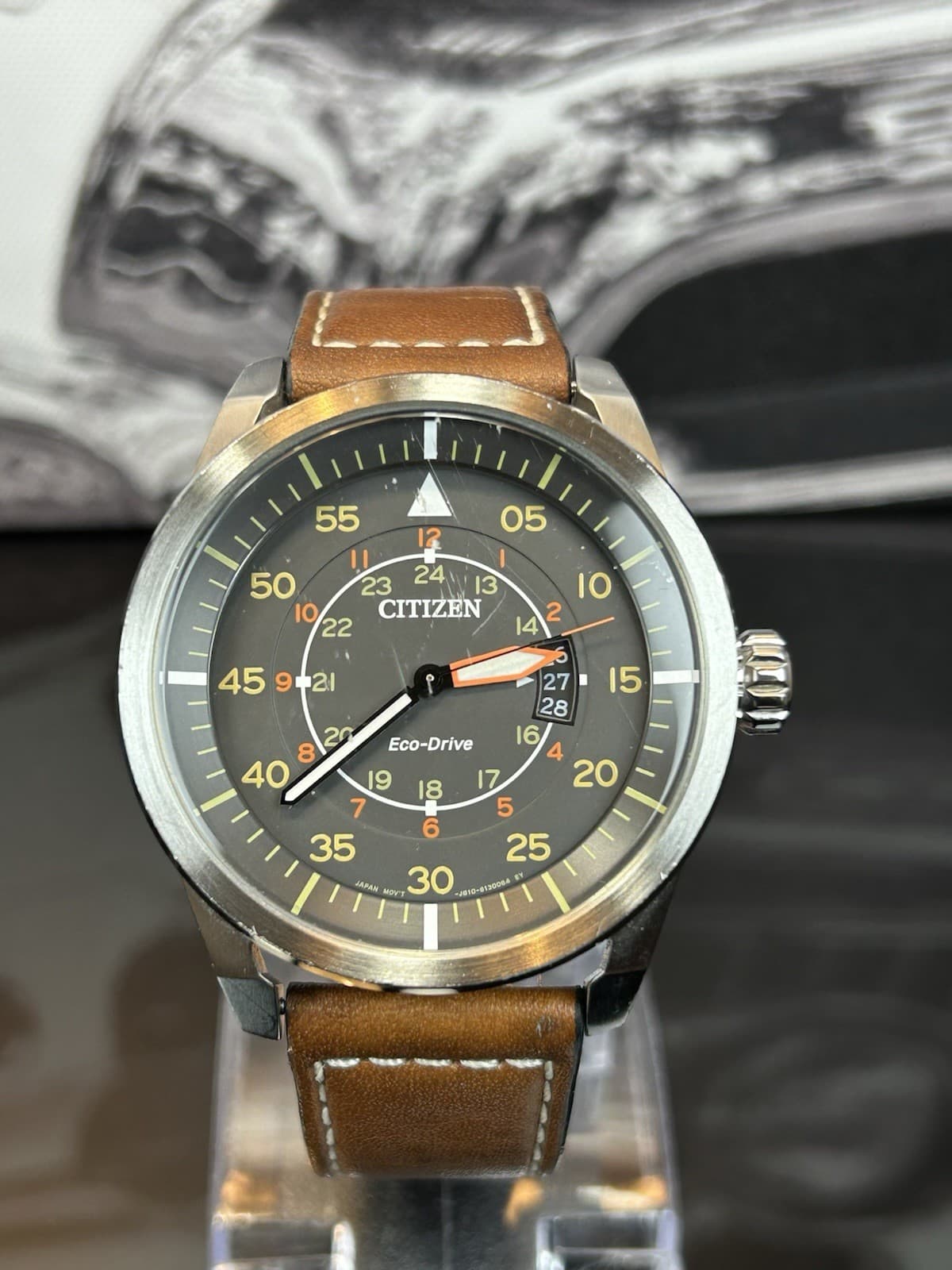 Citizen Eco-Drive Avion Pilot Watch AW1360-12H Flieger Charcoal Dial