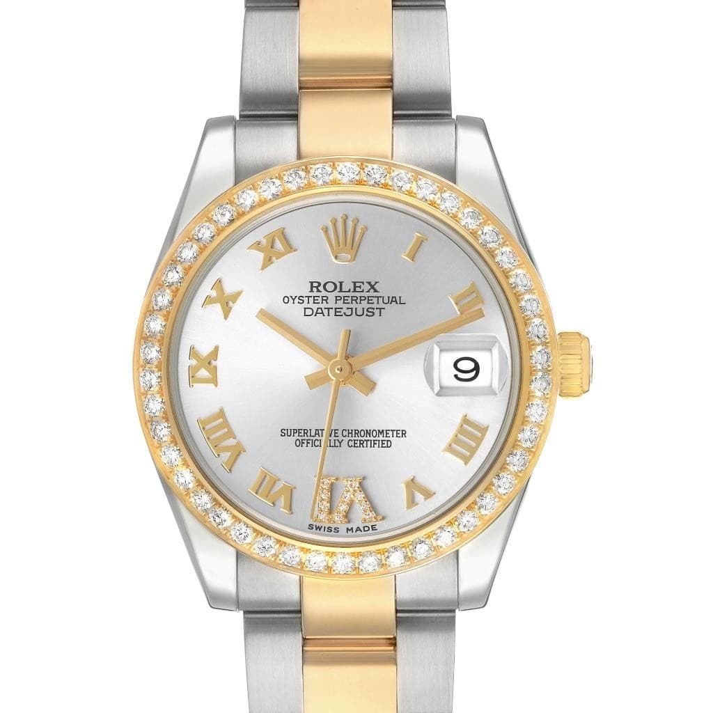 Rolex Datejust 31 Midsize Steel Yellow Gold Diamond Ladies Watch 178383 Box Card