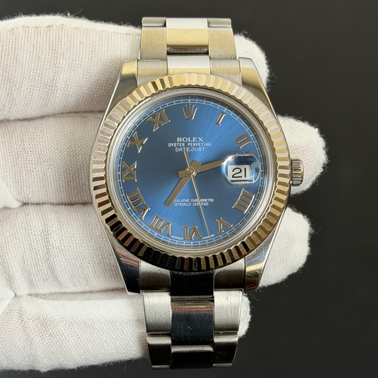 Rolex Datejust 116334 Blue Roman Dial SS Oyster 41mm