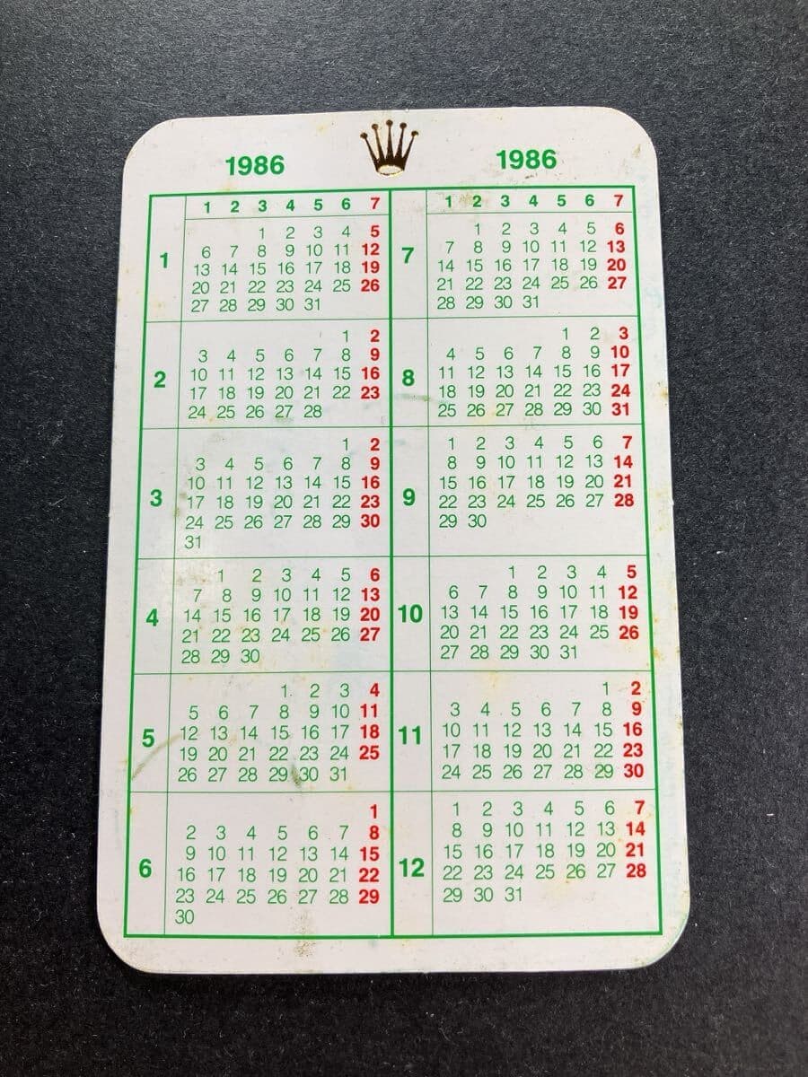 1986 Rolex Calendar ROLEX calendar 1675 6263 6265 5513 1665 1655 1680 1675/3