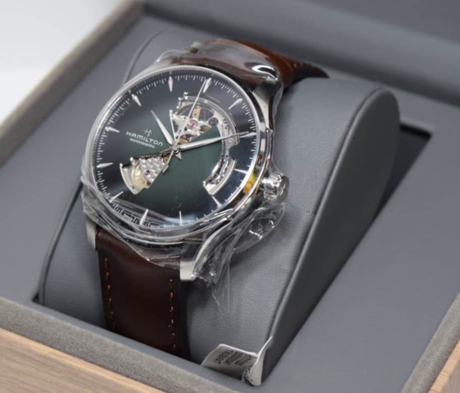 Hamilton Jazzmaster Open Heart Automatic Green Dial Men's Watch H32675560-NWT
