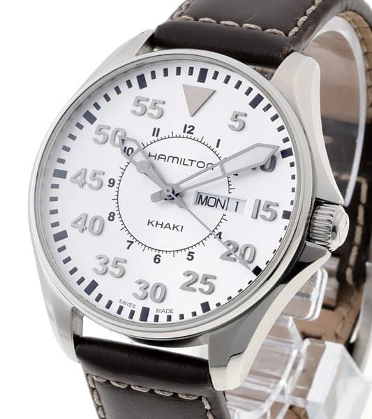 Milton Khaki Aviation Pilot Day-Date Quartz H64611555 Silver Quartz Working
