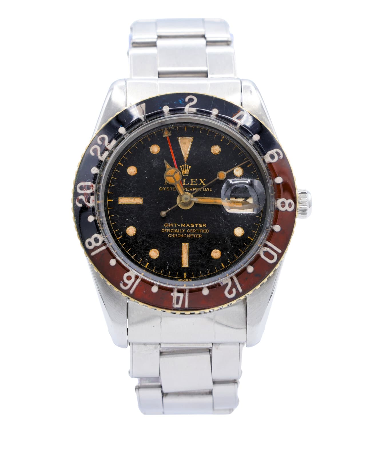 1954 Rolex GMT-Master 38mm "Pepsi" Black Patina Dial with Box