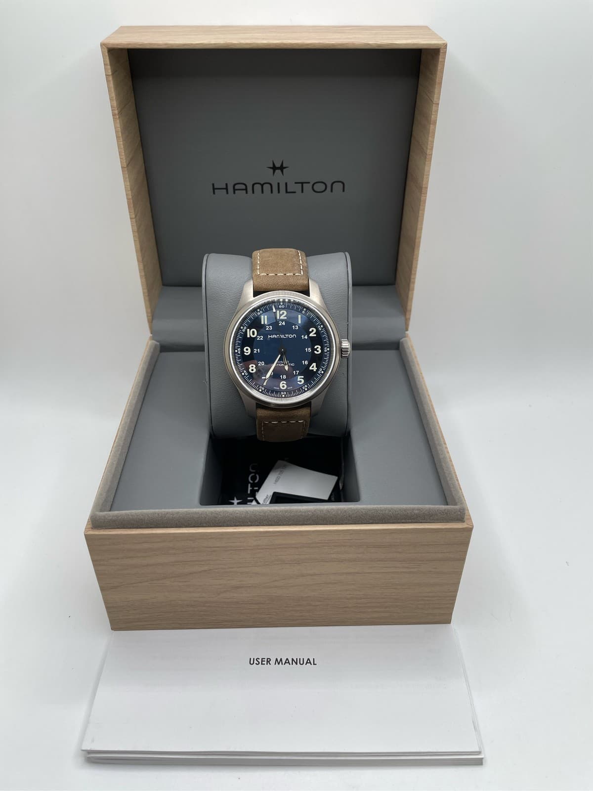 Hamilton Men's Swiss Automatic Khaki Field Brown Leather Strap Watch 42mm