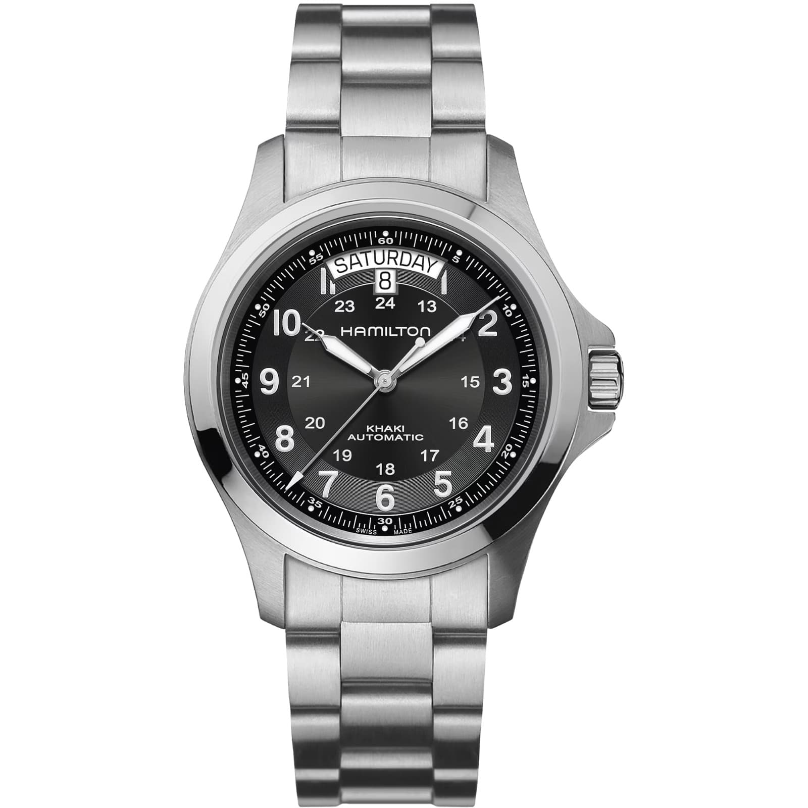 Hamilton Khaki Field King Automatic Steel Bracelet Black 40 mm Watch - H64455133