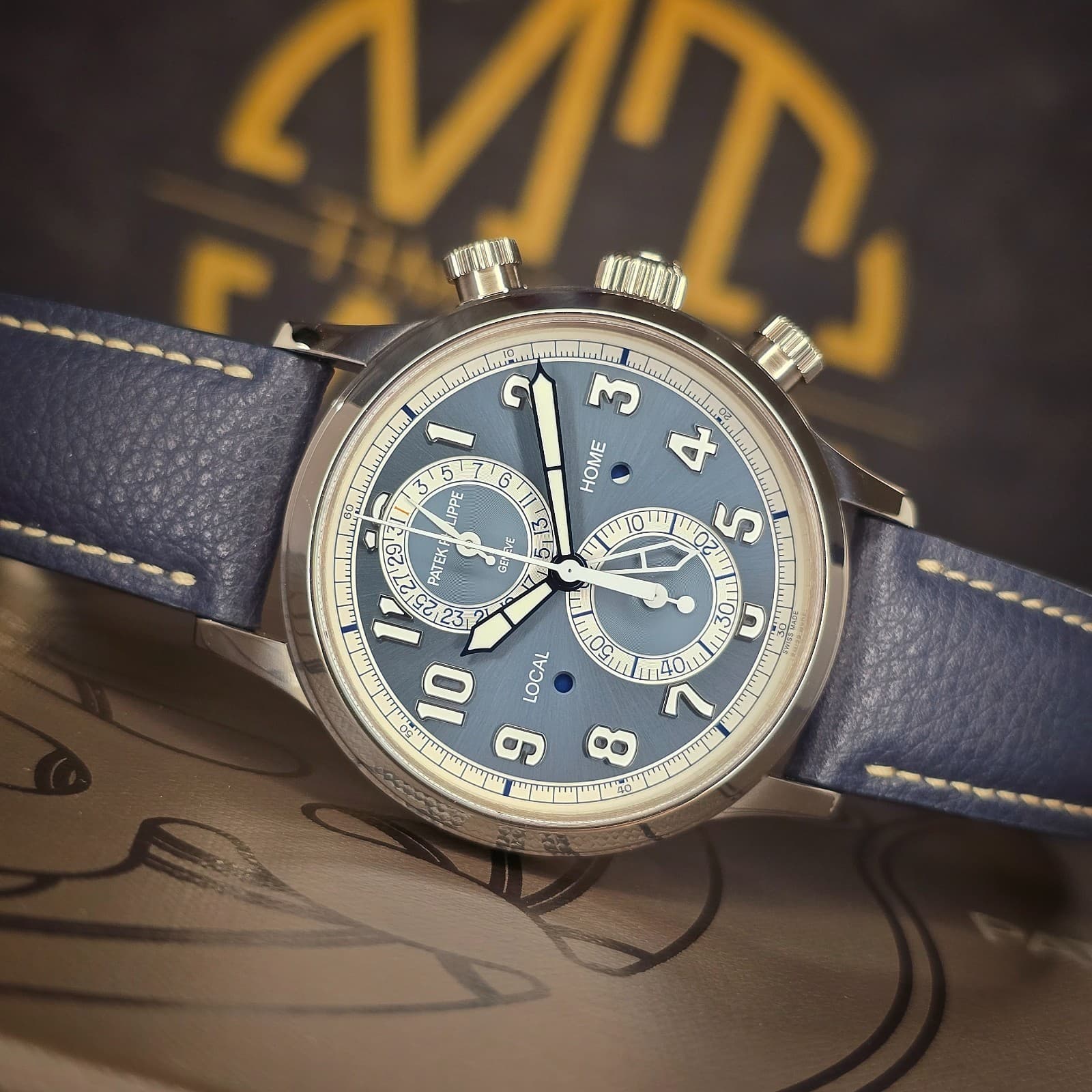 PATEK PHILIPPE CALATRAVA 5924G 18K GOLD 42 PILOT TRAVEL TIME FLYBACK CHRONO B&P