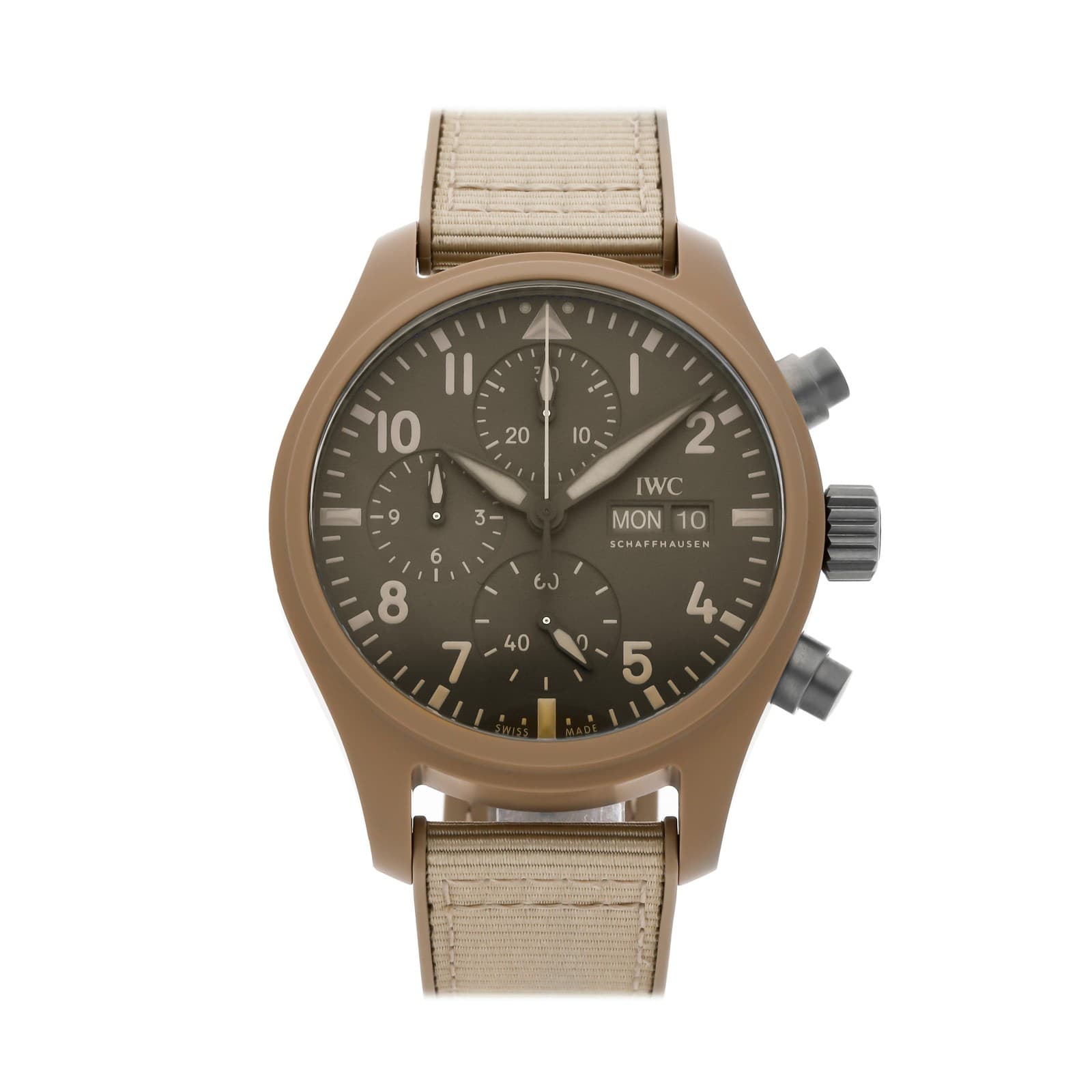 IWC Pilot's Watch Chronograph TOP GUN Mojave Ceramic Tan 41mm Strap IW3894-02