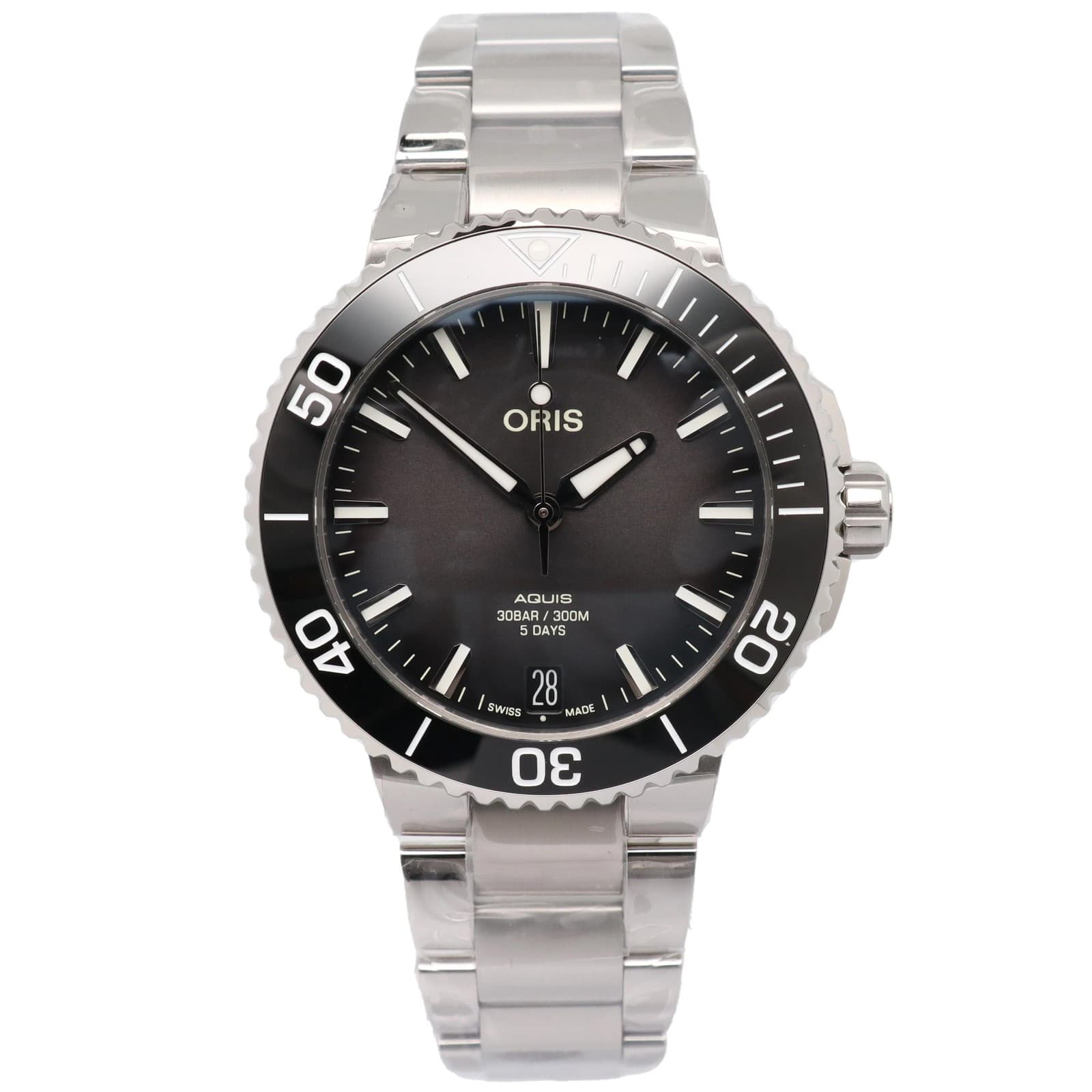 Oris Aquis Date 41.5mm Steel Ceramic Gray Watch 01 400 7769 4154-07 8 22 09PEB