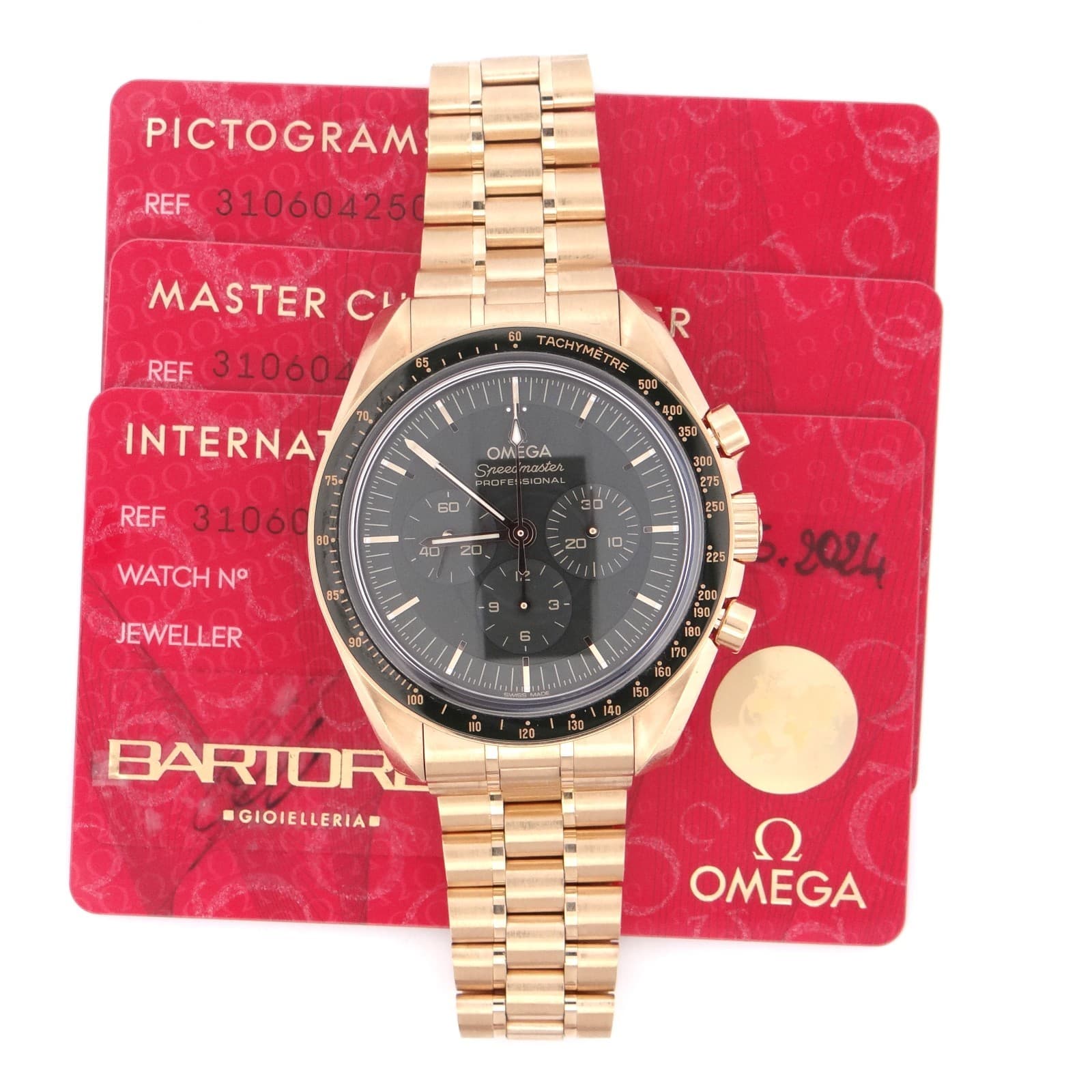 OMEGA 310.60.42.50.10.001 "Moonshine" Speedmaster Green Dial w/ 2024 Card & Box