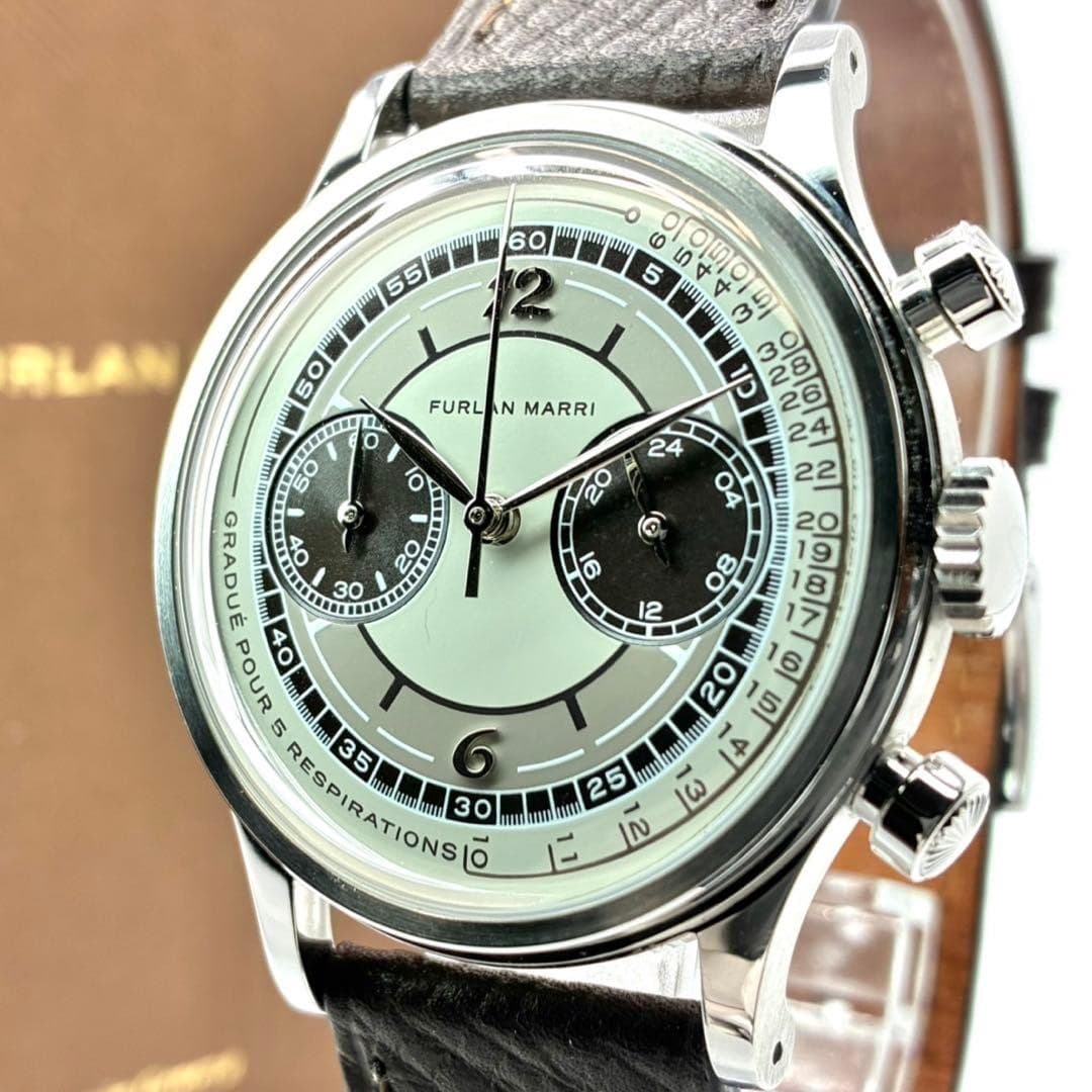 FURLAN MARRI Castagna 38mm Chronograph Silver Brown Watch Complete Set