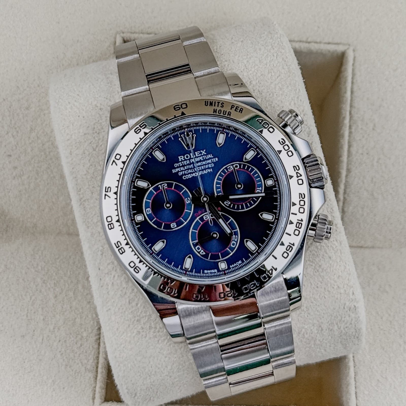 2023 Rolex Cosmograph Daytona 18k White Gold Blue Dial Watch 116509 40mm 