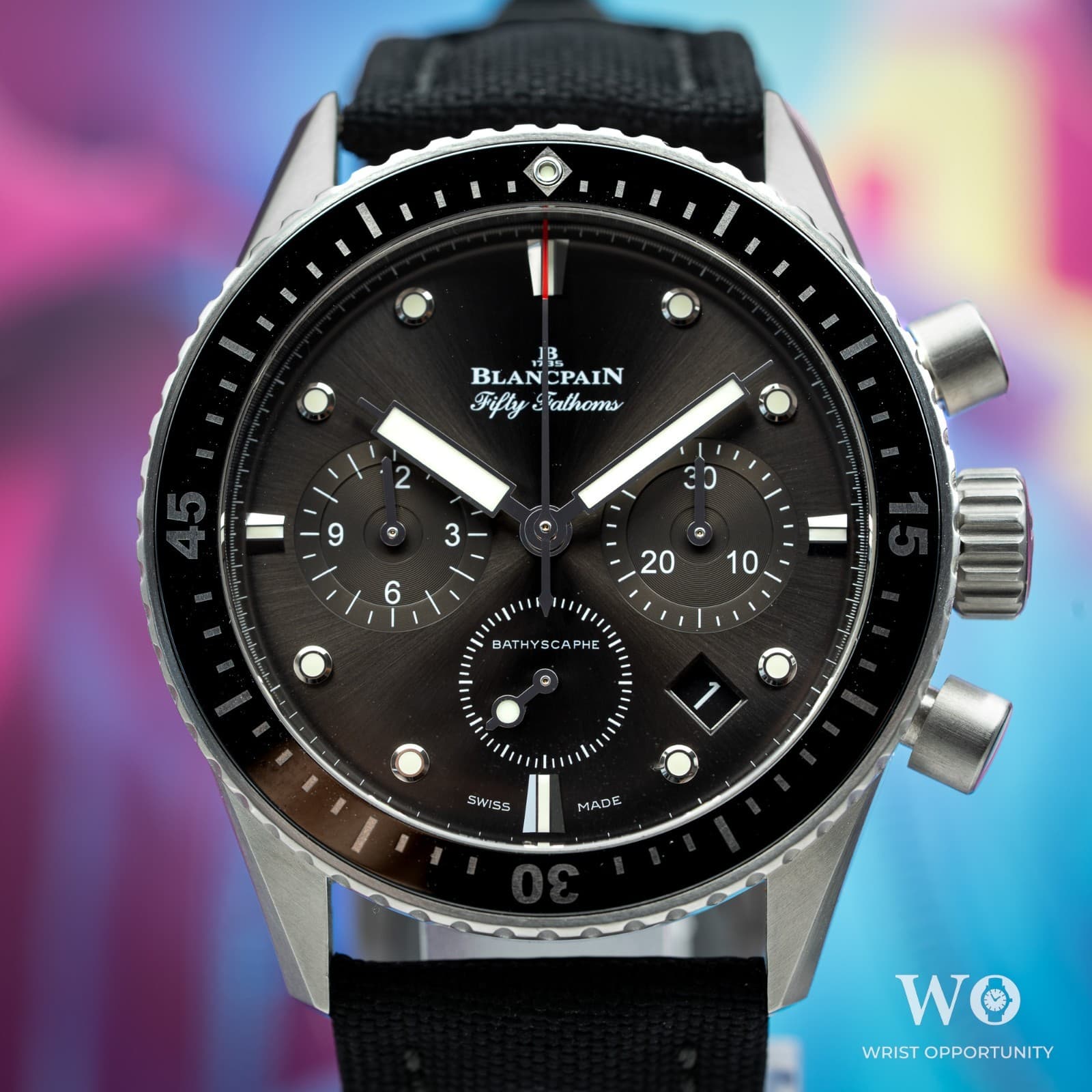 Blancpain Fifty Fathoms Bathyscaphe Chronograph Flyback Grey Dial 43MM Box Paper