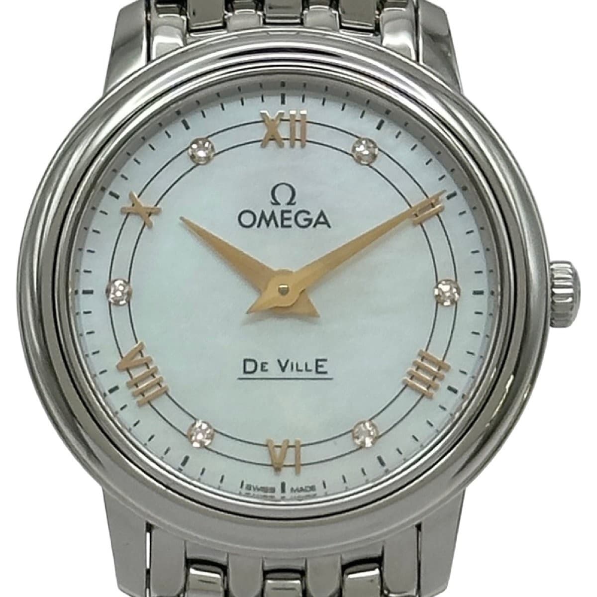 OMEGA 424.10.27.60.55.001 De Ville White Shell Stainless Steel Quartz Ladies