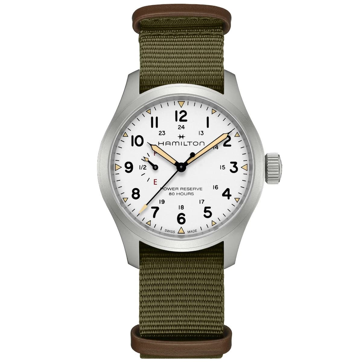 Unused HAMILTON Khaki Field H69509910 White Power 80H Men's Watch  in Box