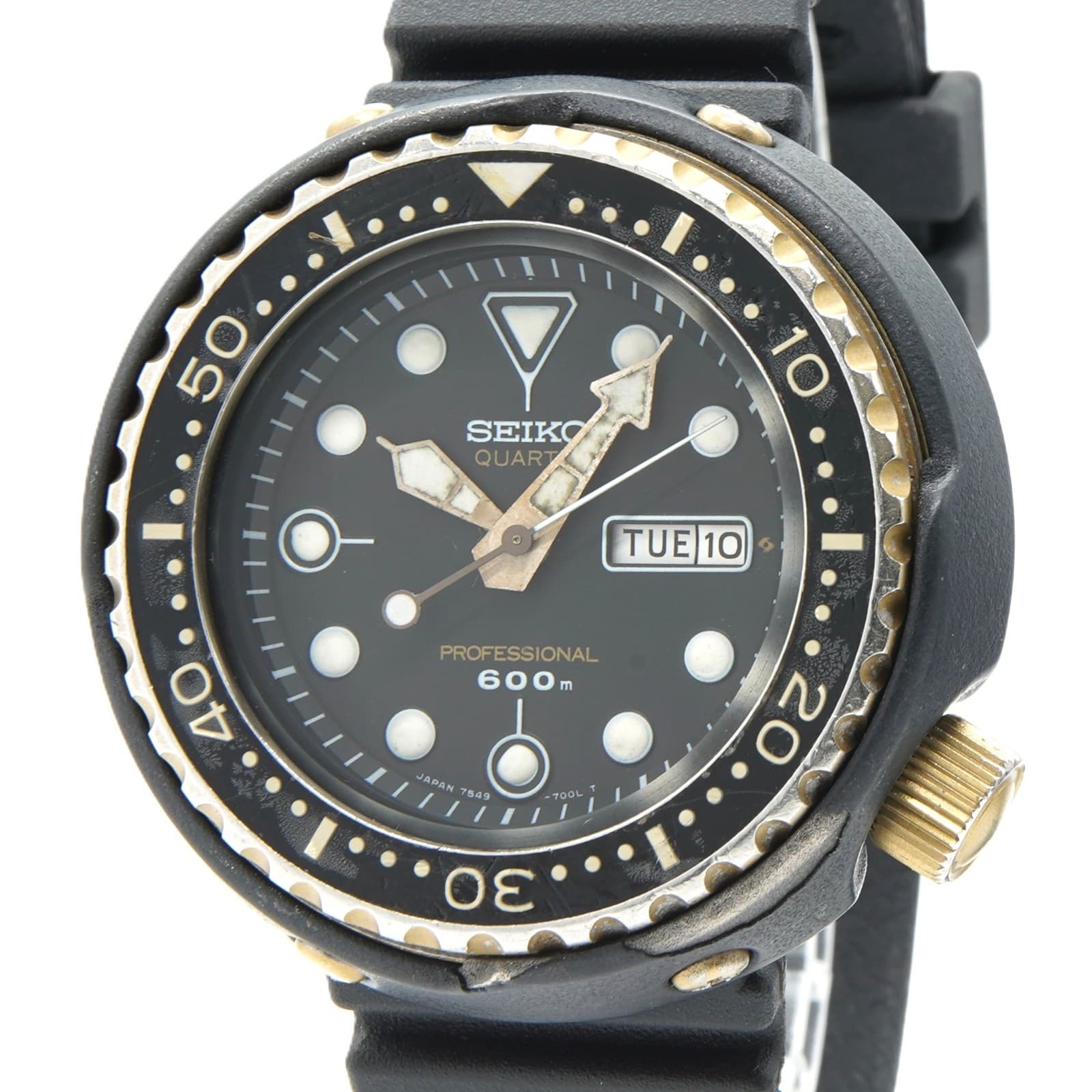 1980s SEIKO Golden TUNA 7549-7000 SPYF018 Black Ti 48mm Quartz Men's JAPAN Z552