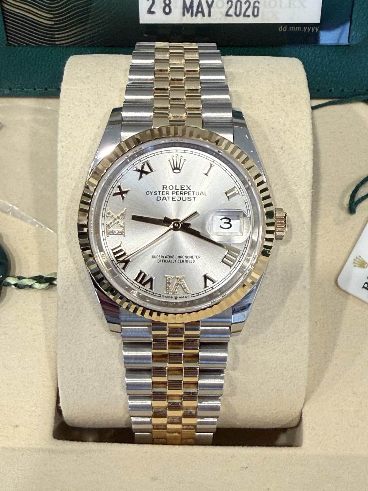 2026 ROLEX Datejust 36 mm, Oyster /yellow gold (Rolesor) 126233 /Box/card/links