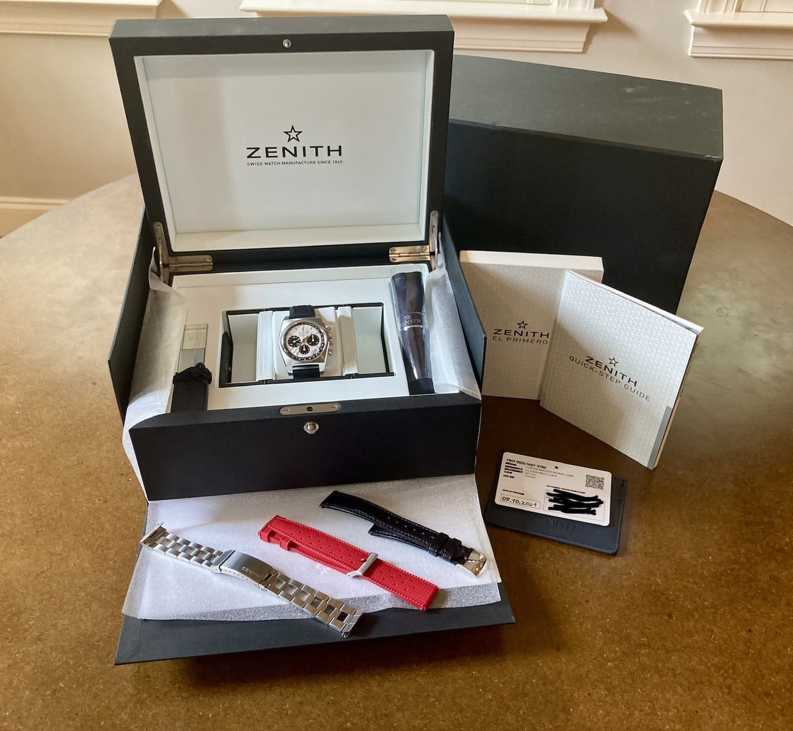 2021 Zenith El Primero Chronograph A384, Full Set +Two Extra Straps