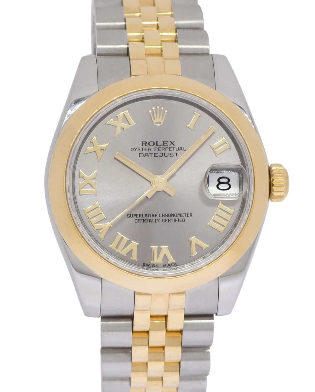 Rolex Datejust 18k Yellow Gold & Steel Slate Gray Dial Ladies 31mm Watch 178243