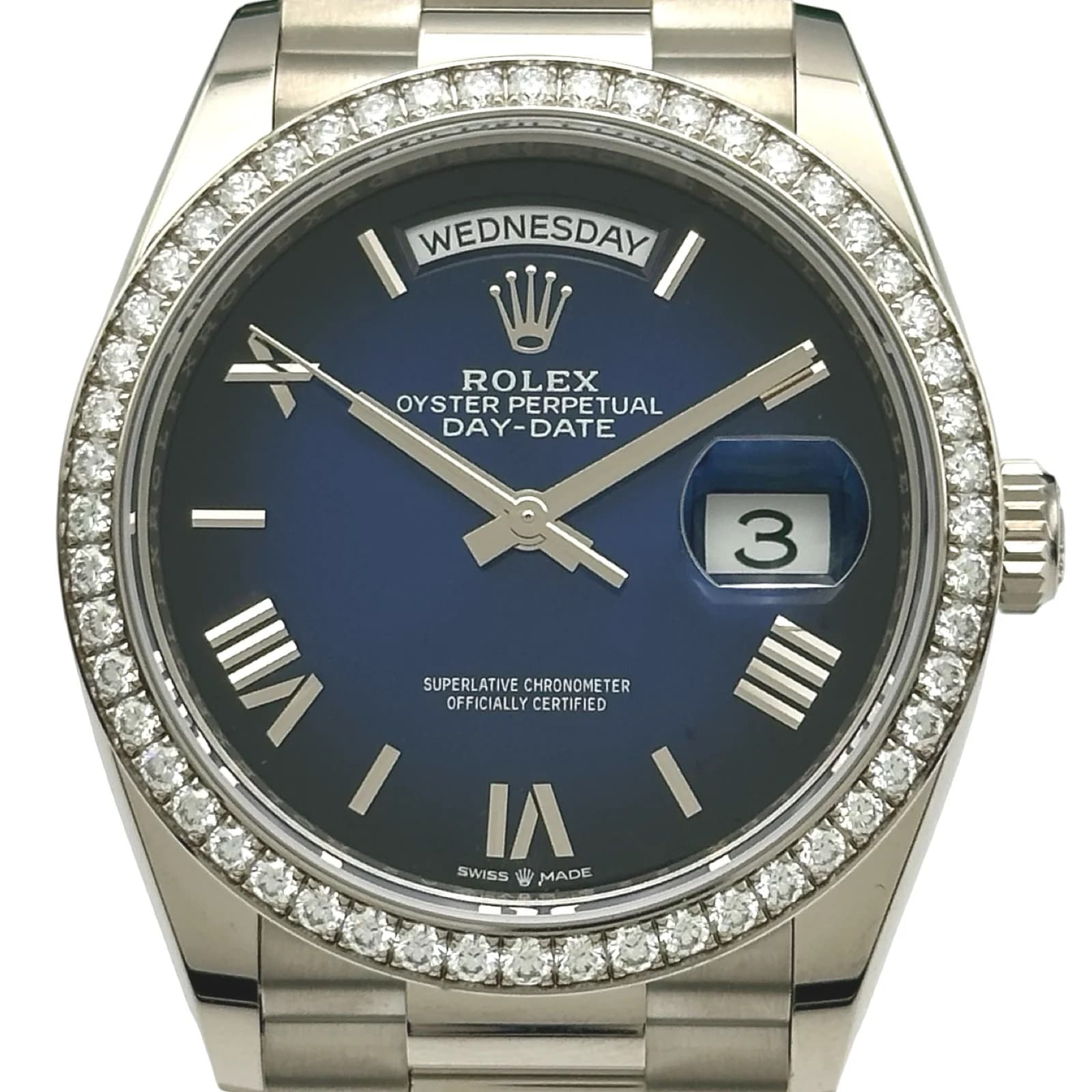 Rolex Day-date 36 128349RBR Blue Ombré White Gold Automatic Mens Watch Used