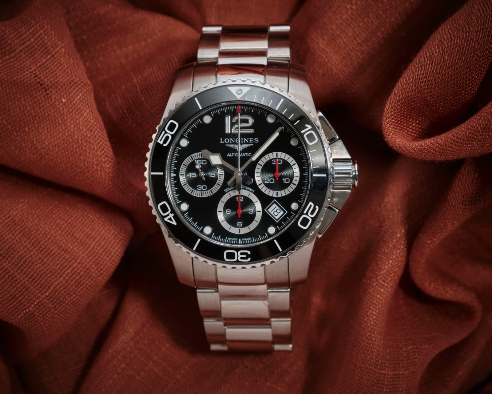 Longines HydroConquest Chronograph Automatic 41mm Black Ceramic Bezel L3.783.4