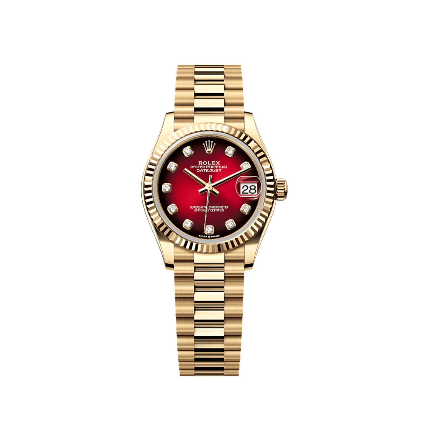 Rolex Datejust 31 278278 'Ladies' Yellow Gold Red Ombre Diamond Dial (2025)