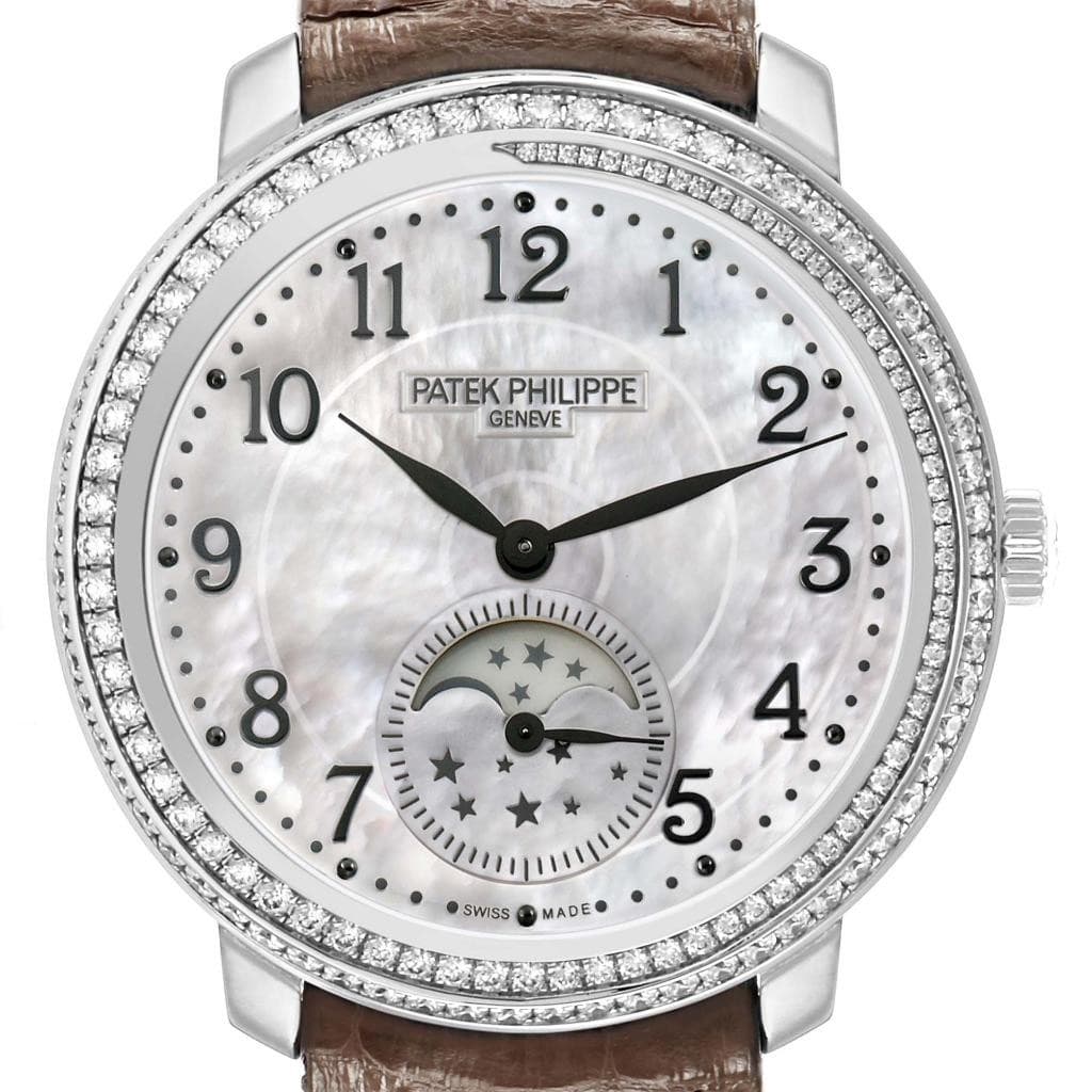 Patek Philippe Complications White Gold MOP Diamond Ladies Watch 4968G Papers