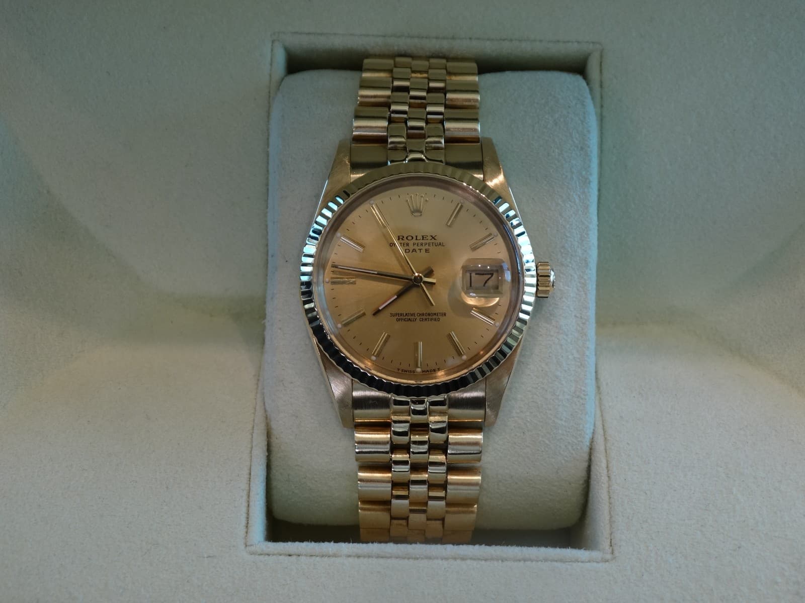 ROLEX DATEJUST 15037, CIRCA MID 1980s, 34mm, 14K YELLOW GOLD, JUBILEE BRACELET