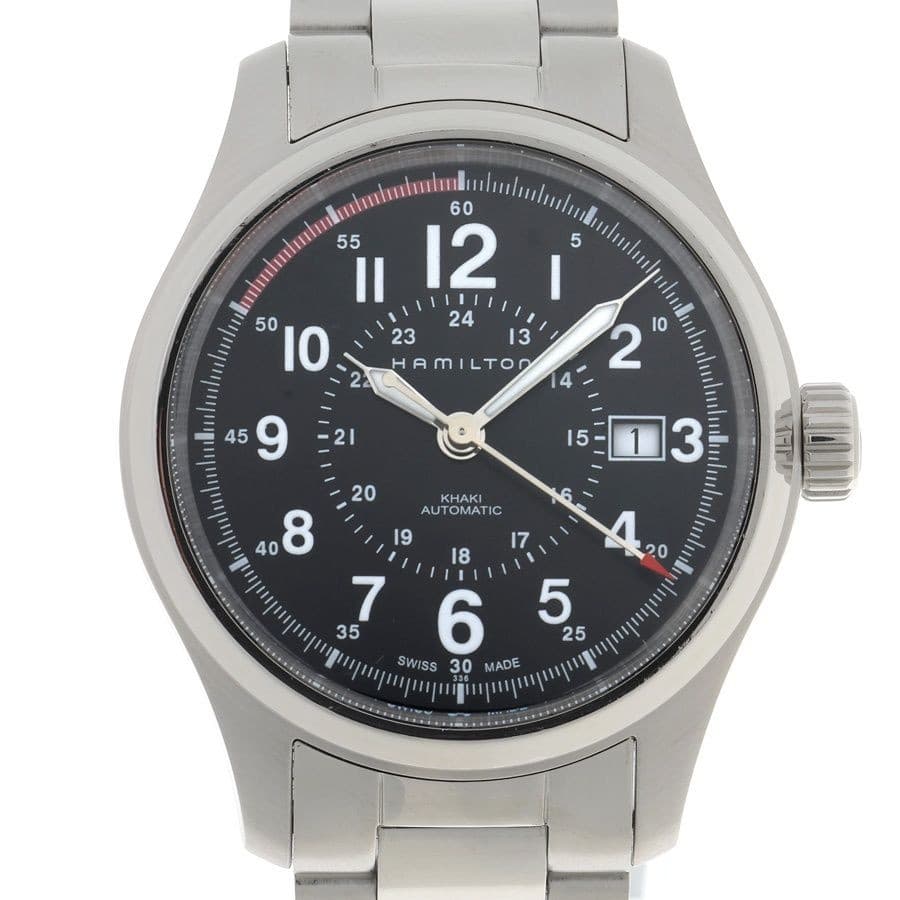 HAMILTON Khaki Field H70595133 Automatic Black Dial Men Used Watch Military