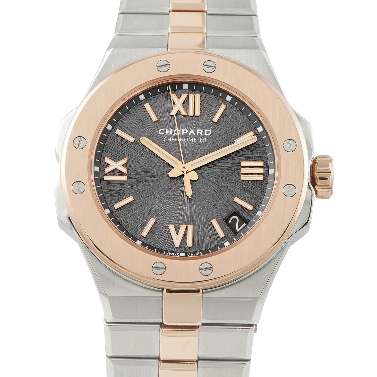Chopard Alpine Eagle 41 Gray Dial Rose Gold and Lucent Steel Watch 298600-6001