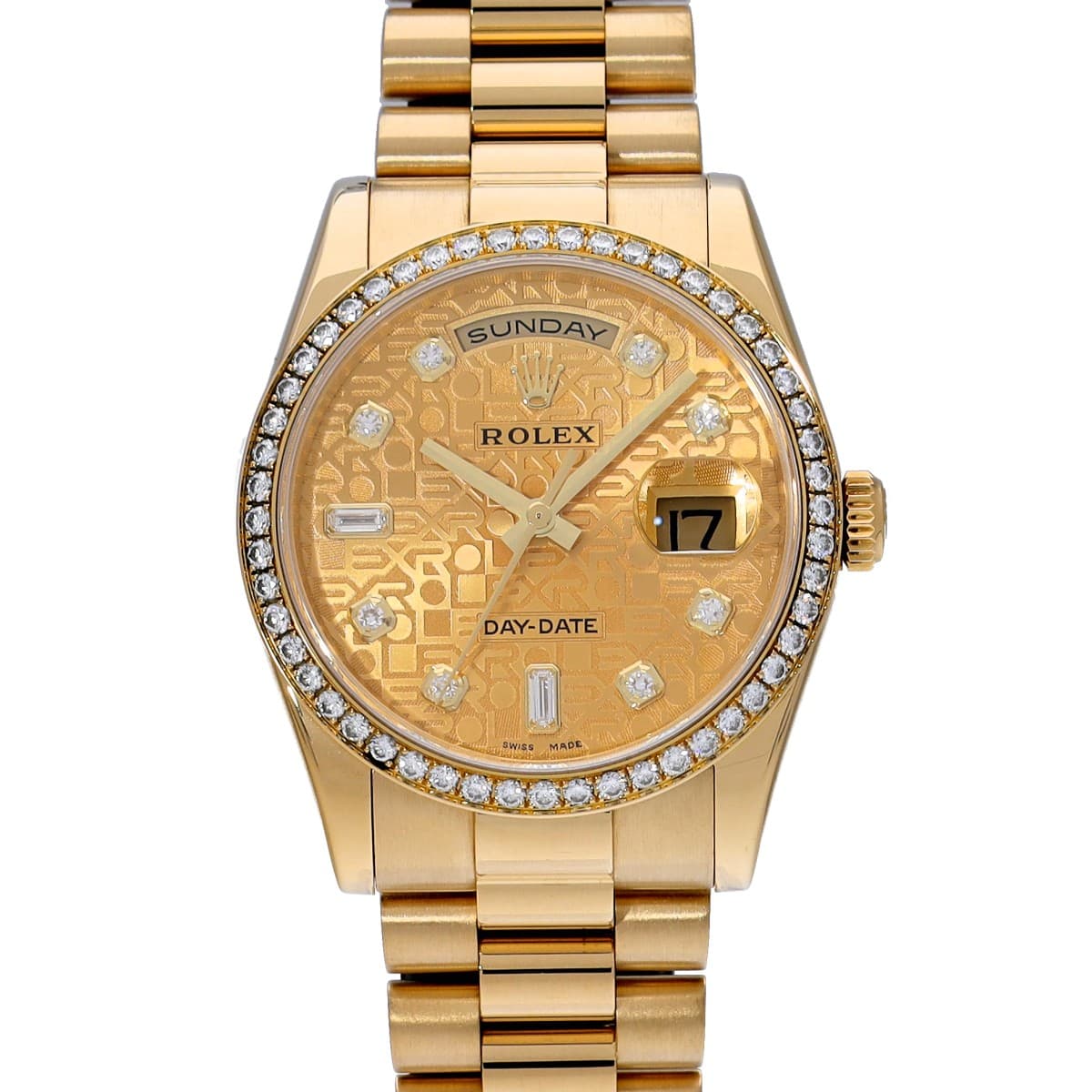 ROLEX Day-Date 118348A Champagne computer/diamond WATCH 685801