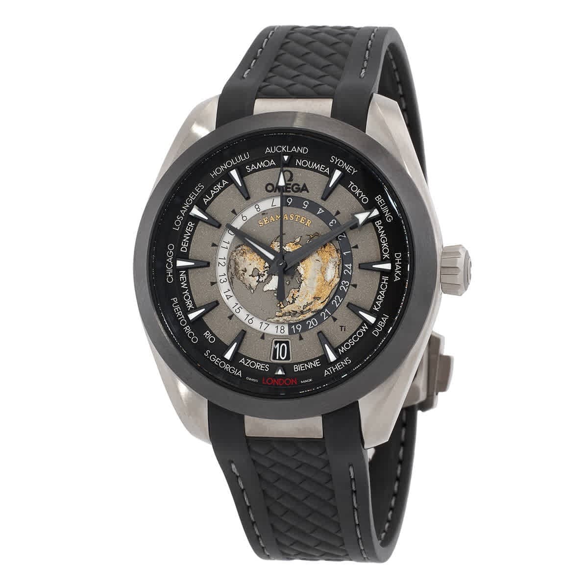 Omega Seamaster World Time GMT Automatic Chronometer Grey Dial Men's Watch