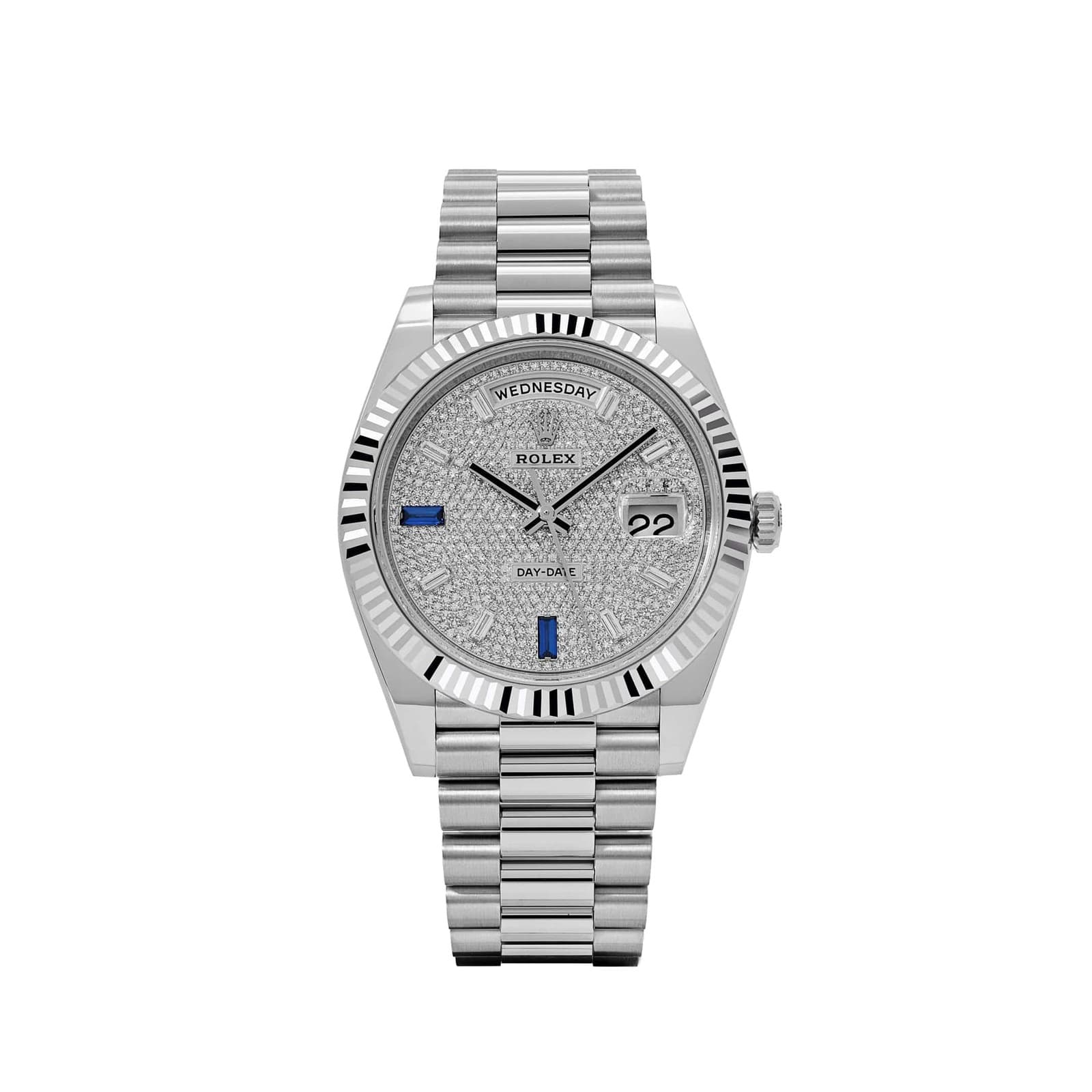Rolex Day-Date 40 228236 Platinum Diamond Sapphire Dial President (2023)