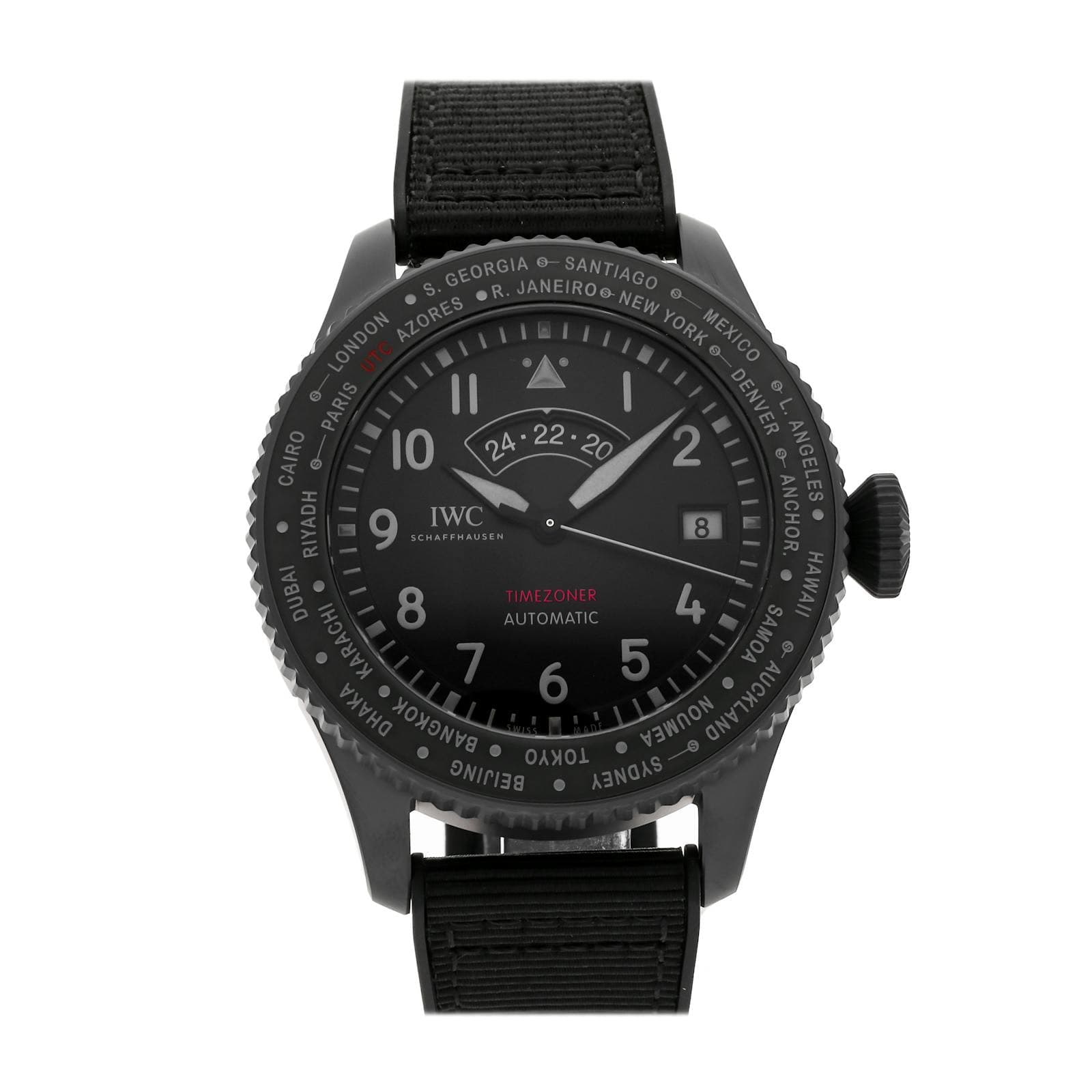 IWC Pilot's Watch Timezoner TOP GUN Ceratanium Auto 46mm Black Watch IW3955-05