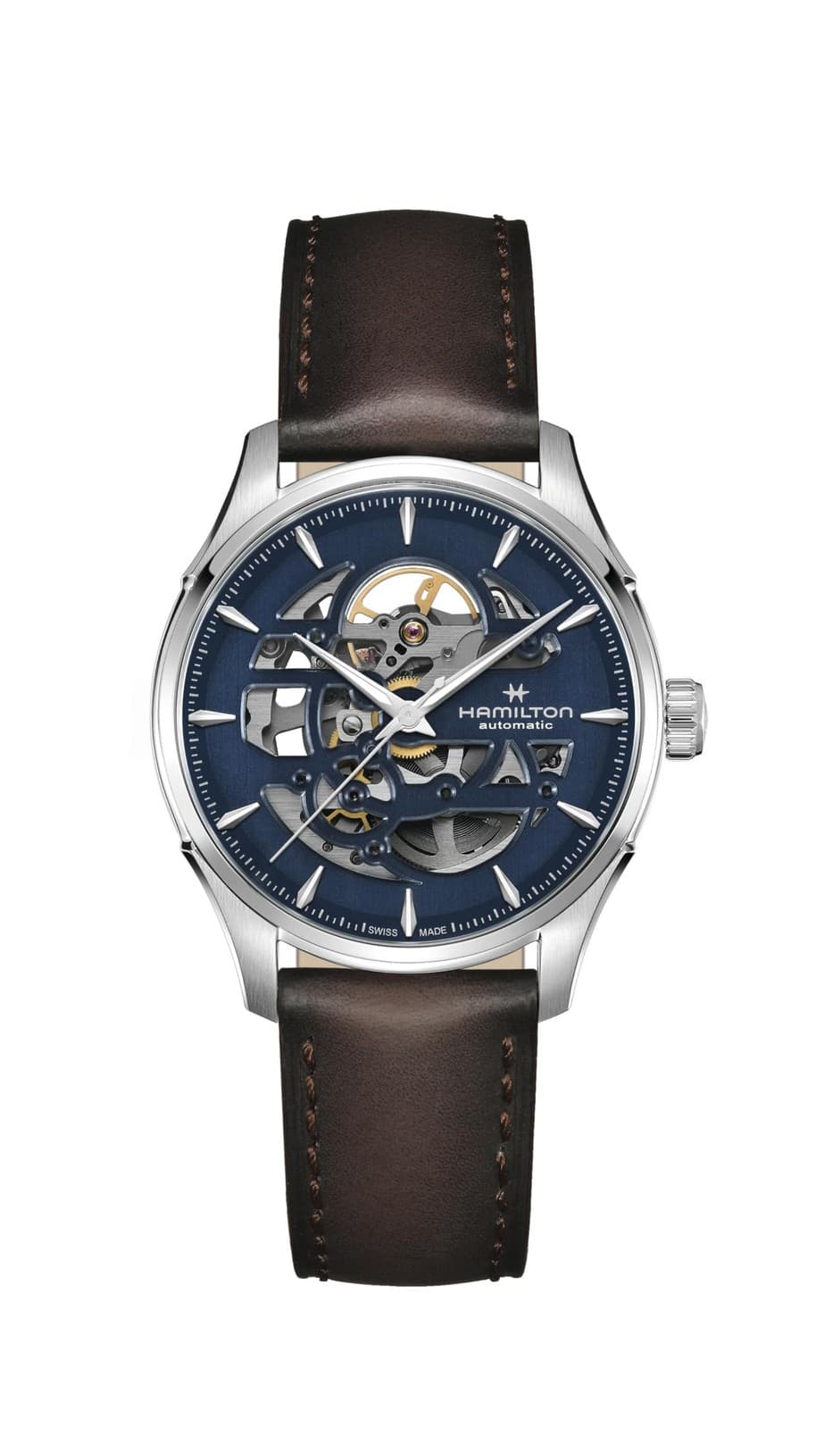 Unused HAMILTON Jazzmaster Skeleton H42535541 Blue Automatic Men Watch in Box