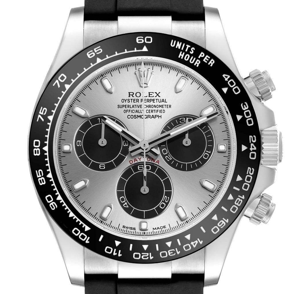 Rolex Cosmograph Daytona White Gold Silver Dial Mens Watch 116519 Box Card