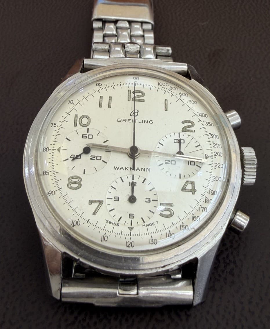 Vintage Breitling Wakmann 765 Men’s Chronometer Wristwatch Steel Rabic