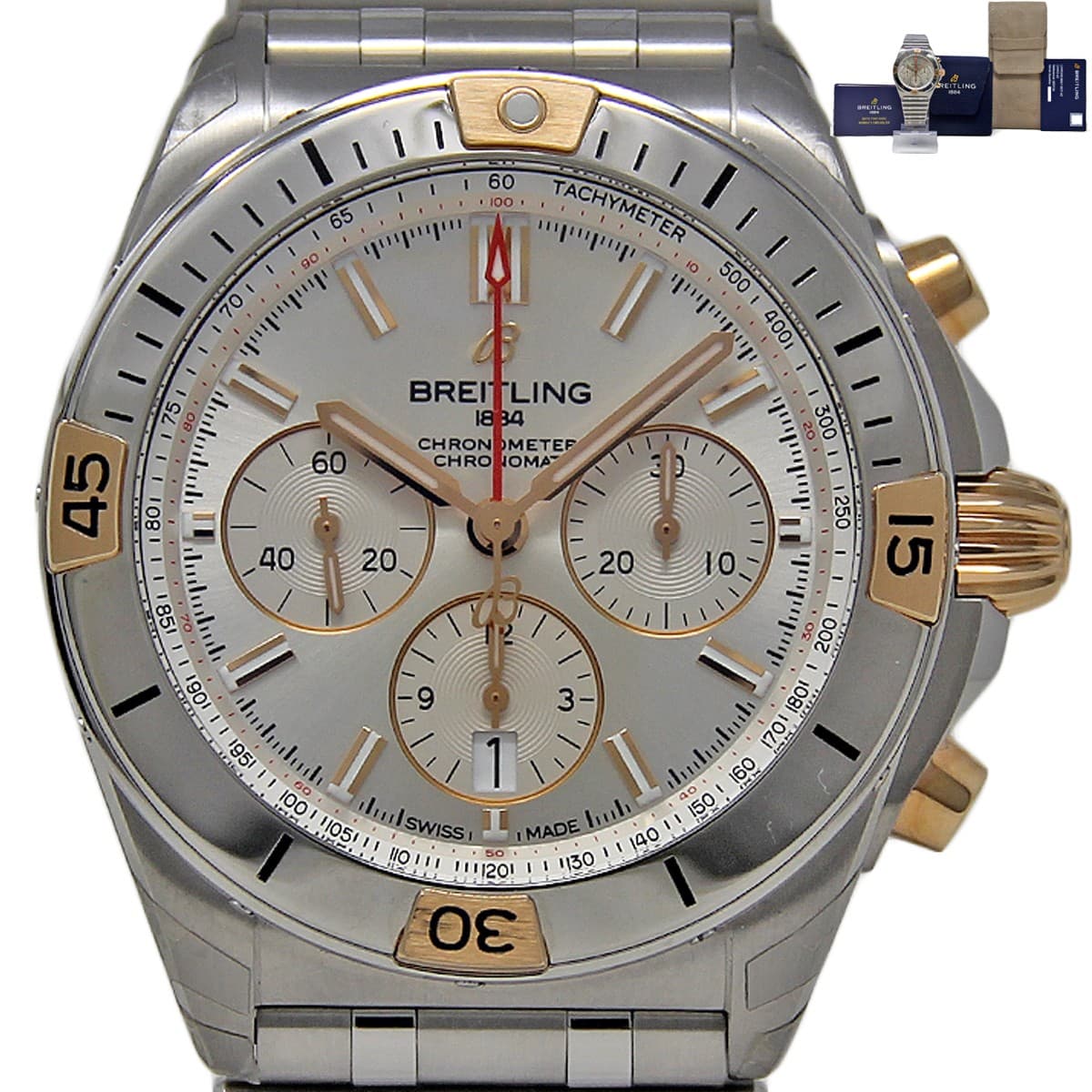 NEW BREITLING Chronomat B01 42mm Steel Red Gold IB0134101G1A1 Automatic  #BR181