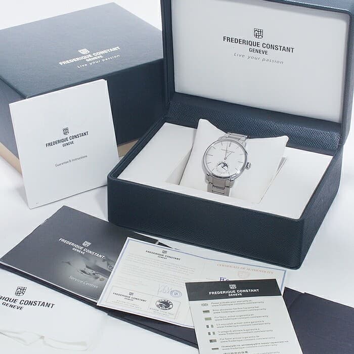 Frederick Constant Slim Line Moon Phase Fc-705S4S6B2 AT SS Silver 42mm Grade A  