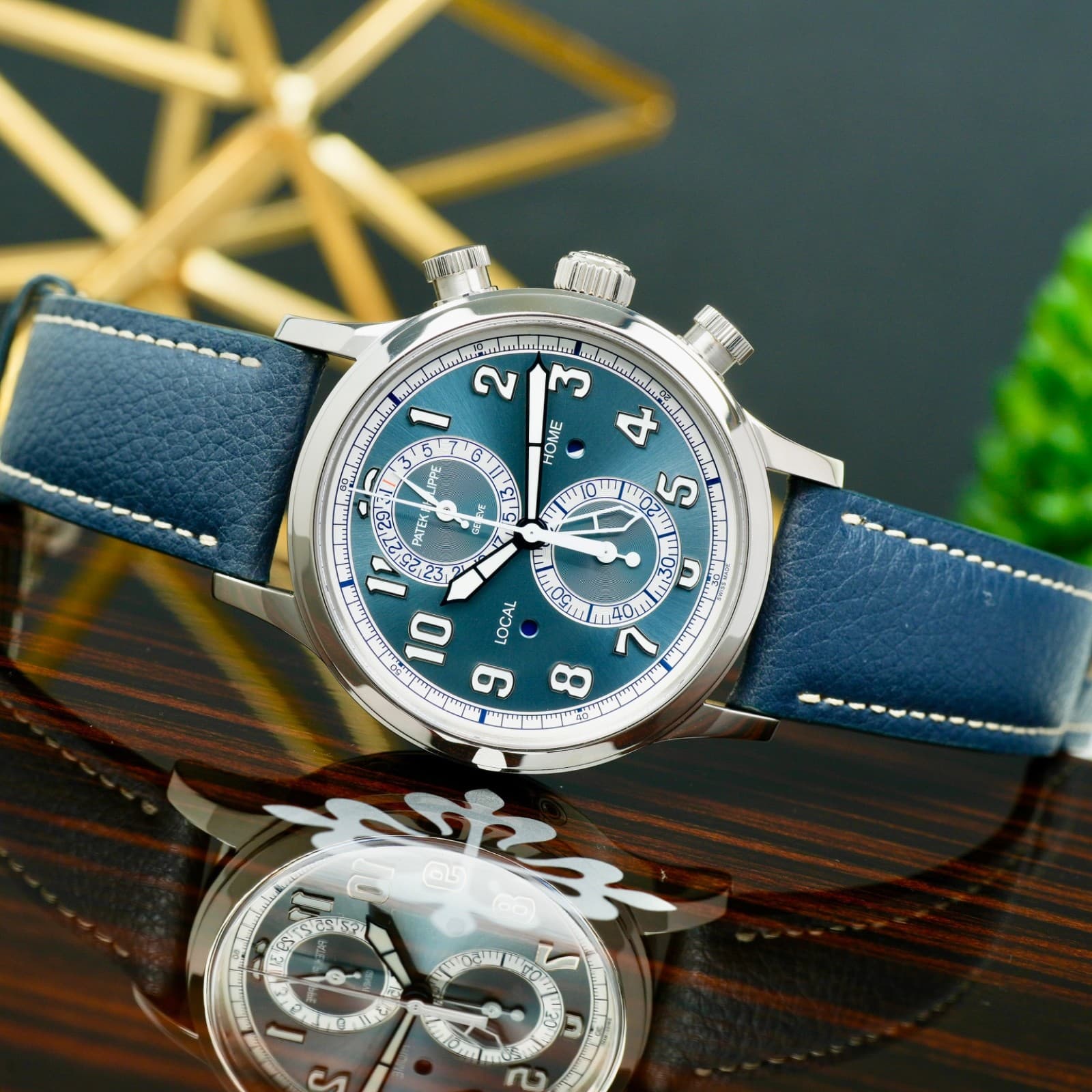 Patek Philippe Calatrava Pilot Travel Time Chronograph 42mm Blue 5924G-001 B&P