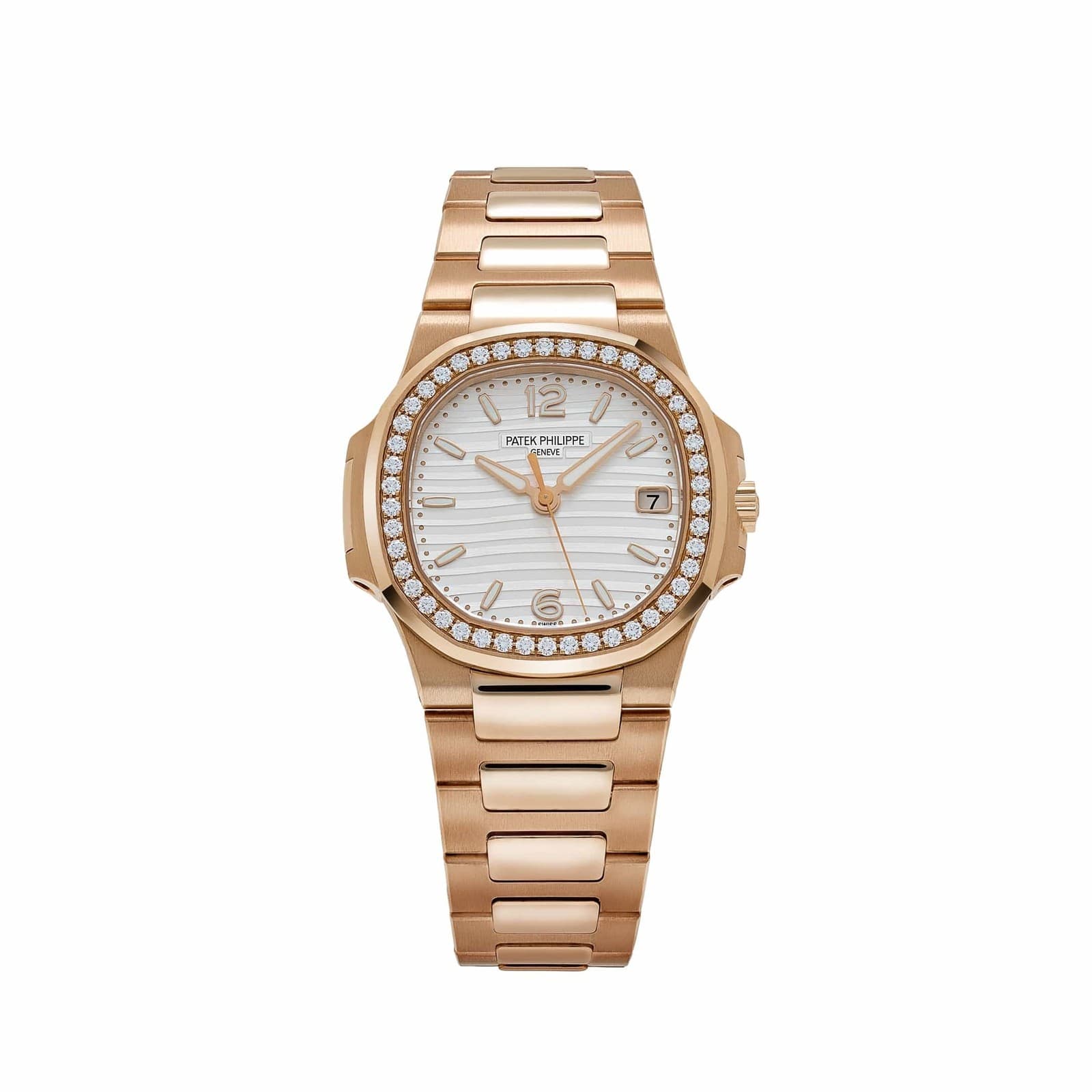 Patek Philippe Nautilus 7010/1R-011 'Ladies' Rose Gold Silver Dial Diamond
