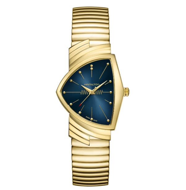 HAMILTON Ventura H24301141 Blue Quartz Gold Unisex Watch New in Box