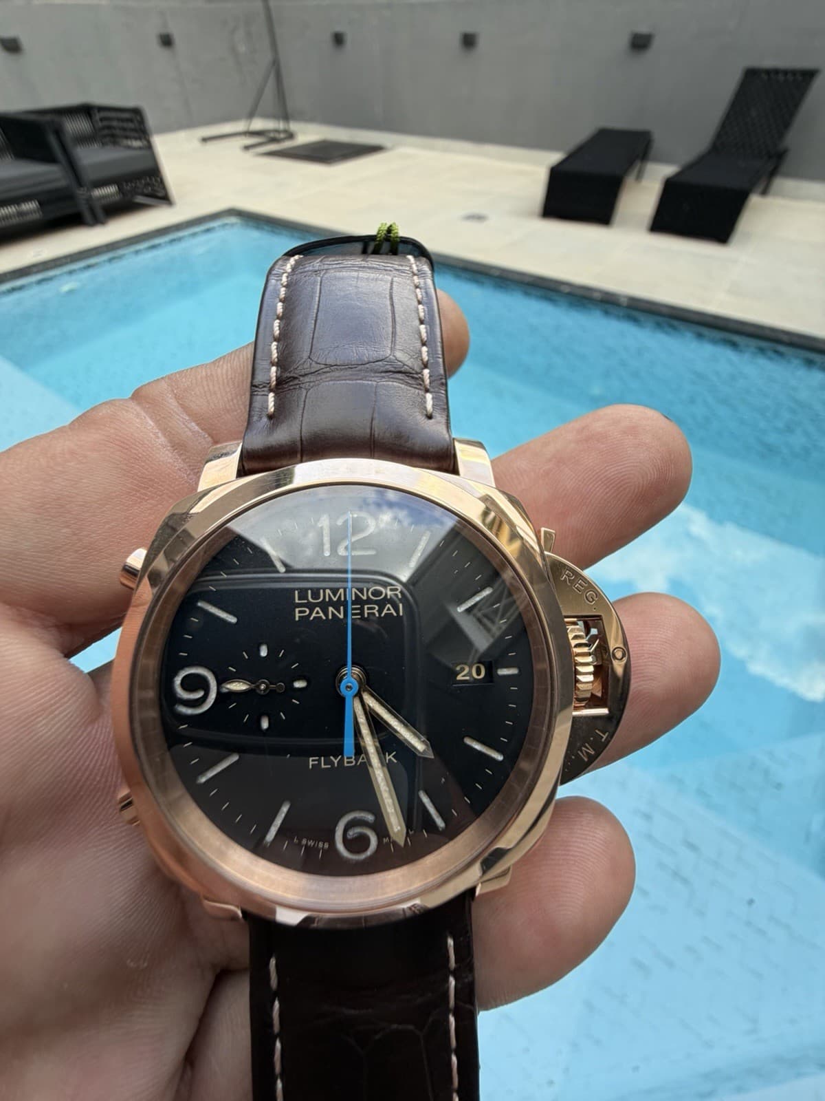 Panerai Luminor Flyback Chrono 1950 18k Rose Gold 44mm PAM00525 Retail U$28.700