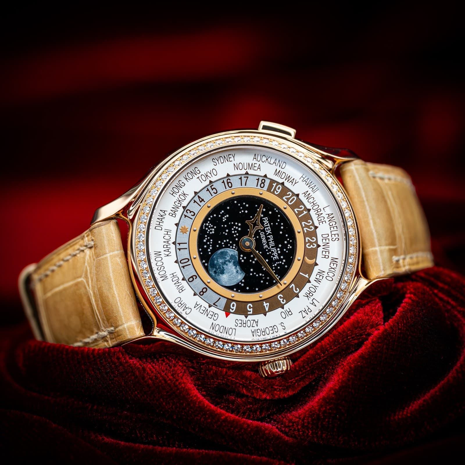 Patek Philippe World Time 175th Anniversary 7175R-001 Rose Gold Diamond Bezel