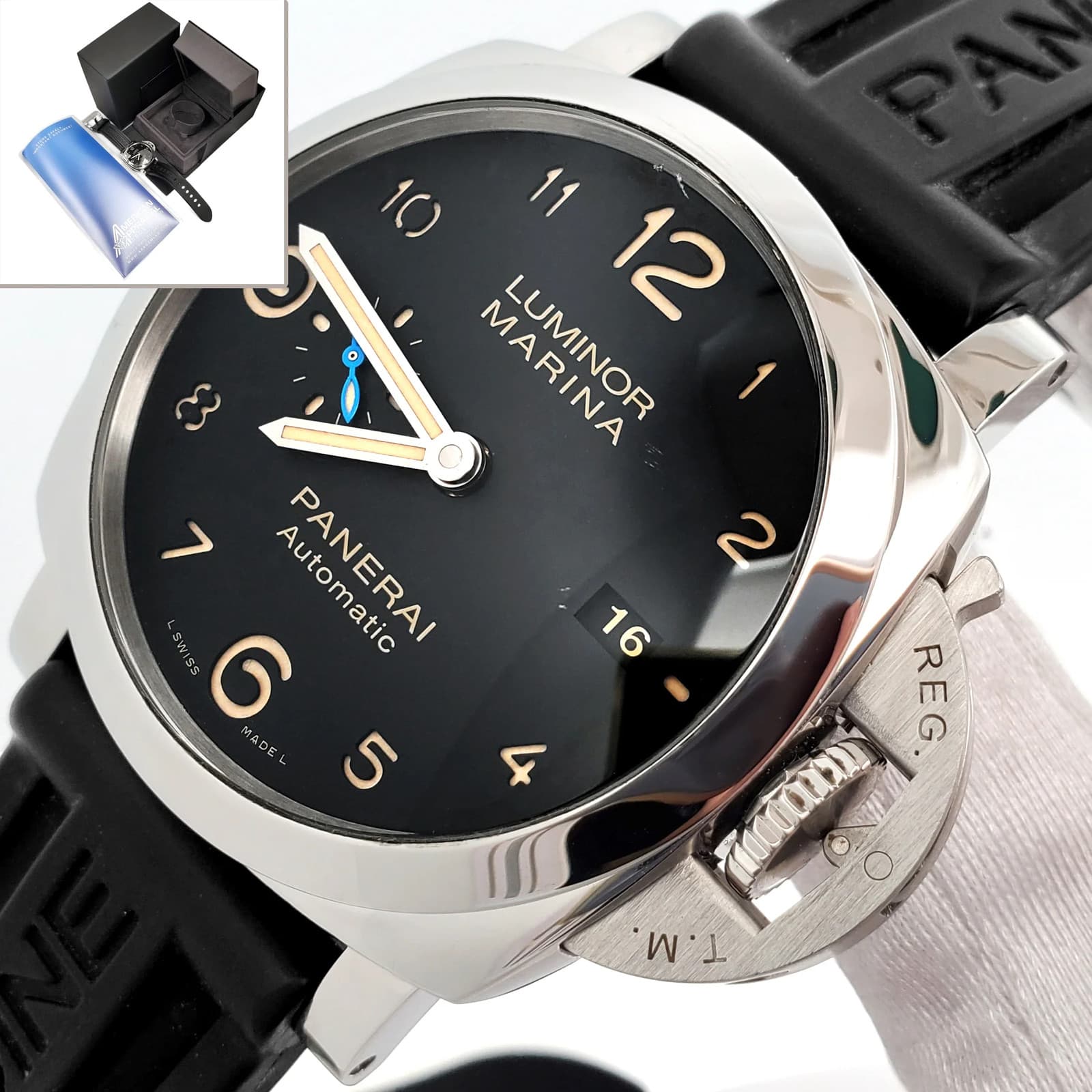 Panerai Luminor 1950 Marina 3 Days Black Dial 44mm Steel Watch PAM01359